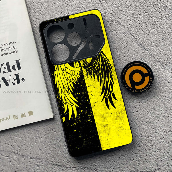 Tecno Pova 6 Pro - Angel Wings 2.0 Series - Premium Printed Glass soft Bumper shock Proof Case