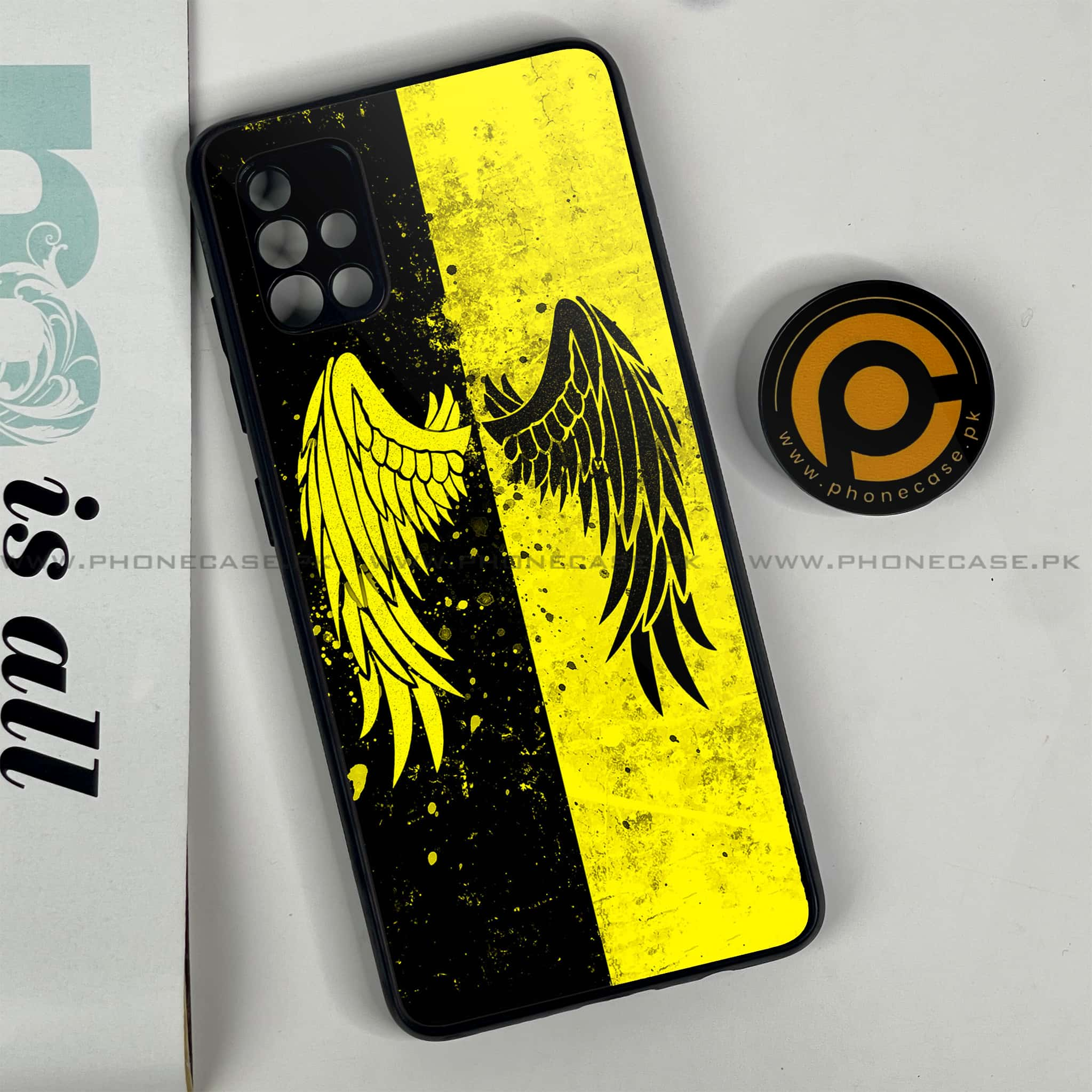 Samsung Galaxy A51 Angel Wings 2.0  Series Premium Printed Glass soft Bumper shock Proof Case