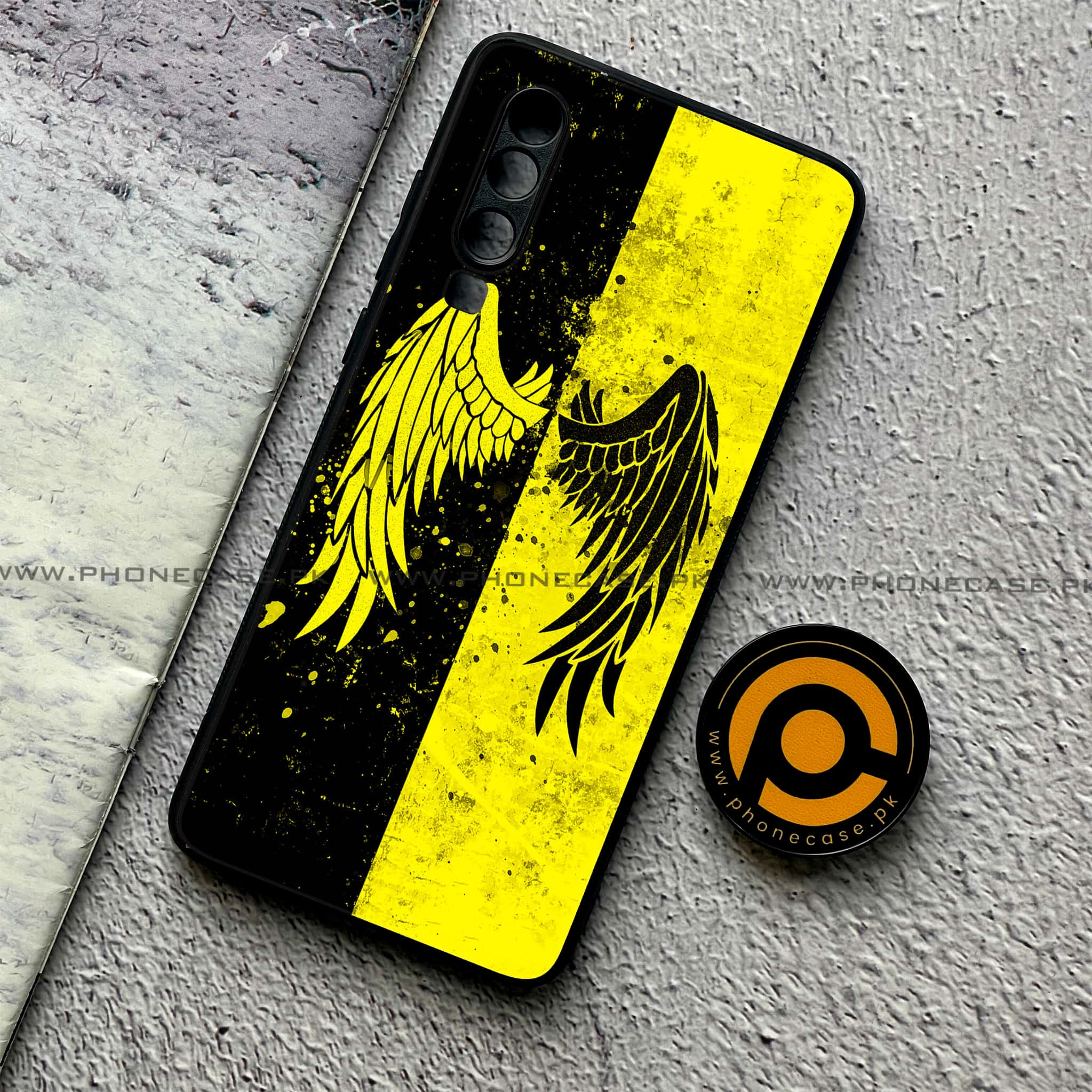 Huawei P30 - Angel Wings 2.0 Series - Premium Printed Glass soft Bumper shock Proof Case