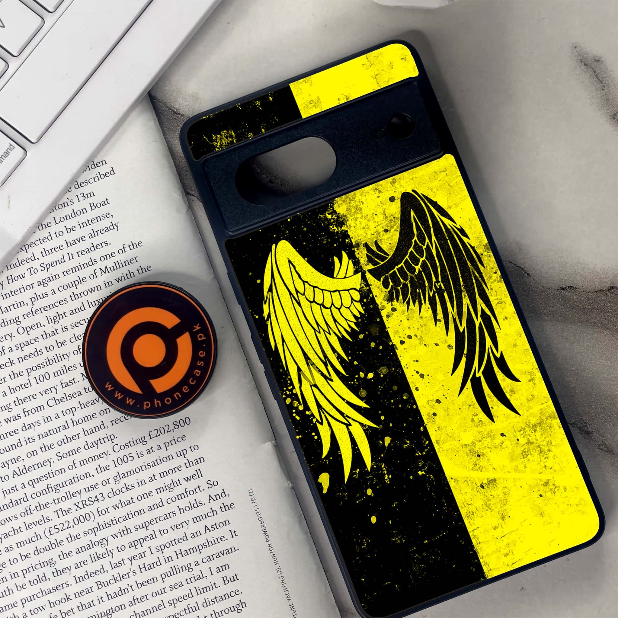 Google Pixel 7 - Angel Wings 2.0 Series - Premium Metal Printed soft Bumper Shock Proof Case