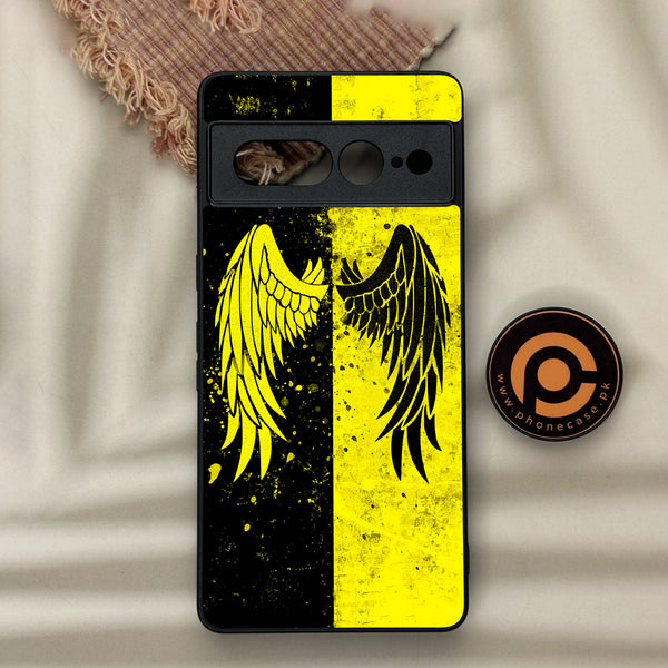 Google Pixel 7 Pro - Angel Wings 2.0 Series - Premium Metal Printed soft Bumper Shock Proof Case