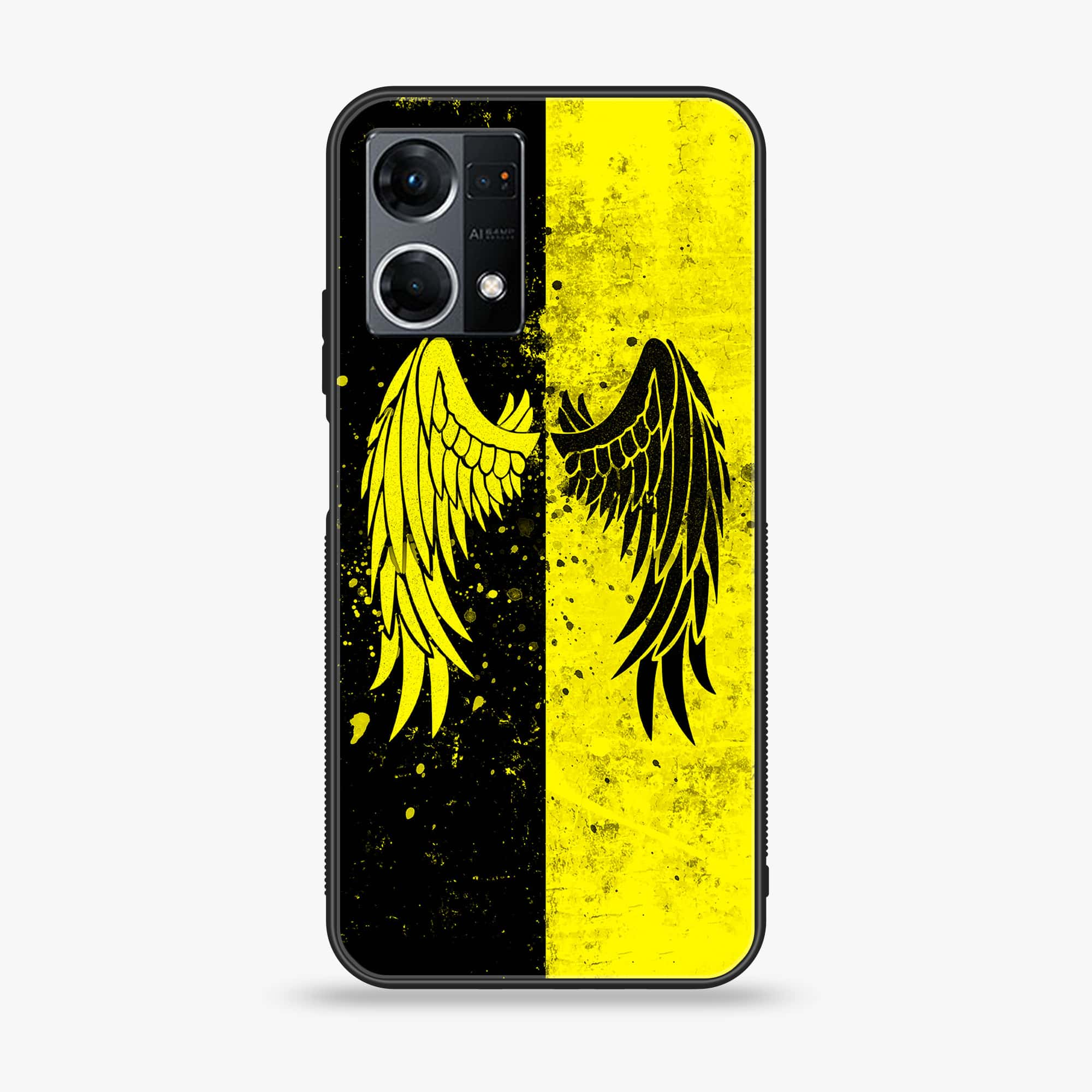 Oppo Reno 7 - Angel Wings 2.0 Series - Premium Printed Glass soft Bumper shock Proof Case