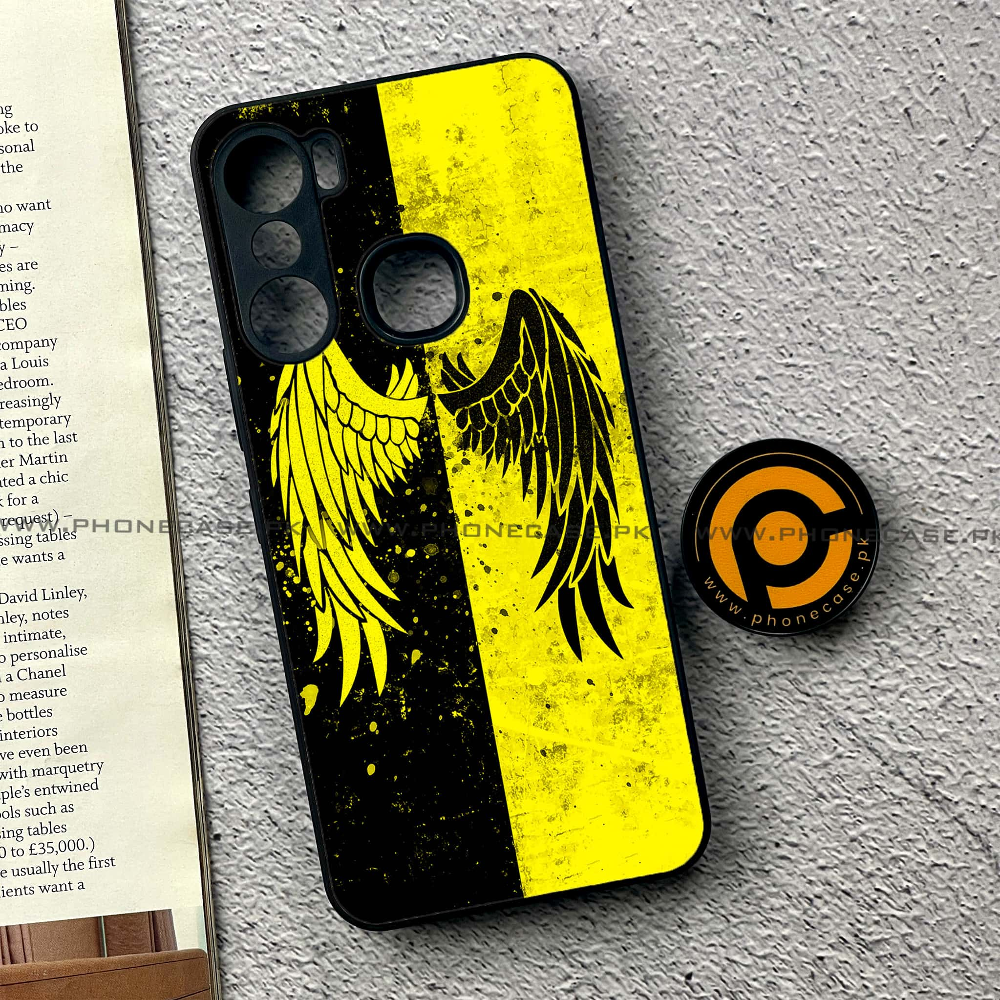 Infinix Hot 12 Pro - Angel Wings 2.0 Series - Premium Printed Glass soft Bumper shock Proof Case