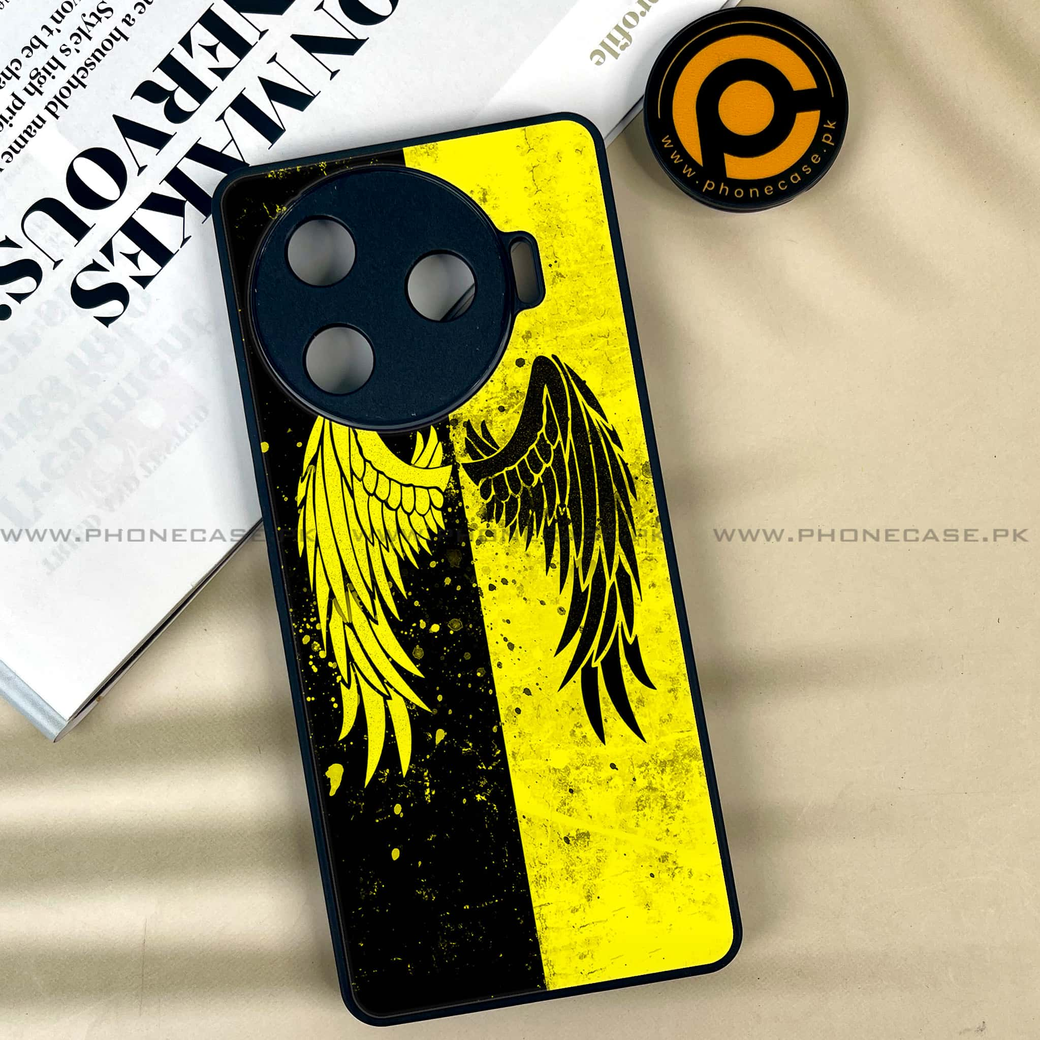 Tecno Camon 30 Pro - Angel Wings 2.0 Series - Premium Printed Glass soft Bumper shock Proof Case