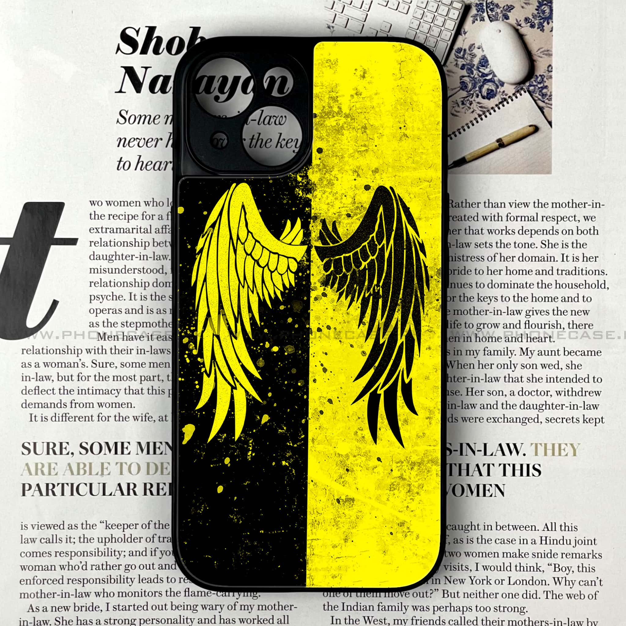 iPhone 14  - Angel Wings 2.0 Series - Premium Printed Glass soft Bumper shock Proof Case