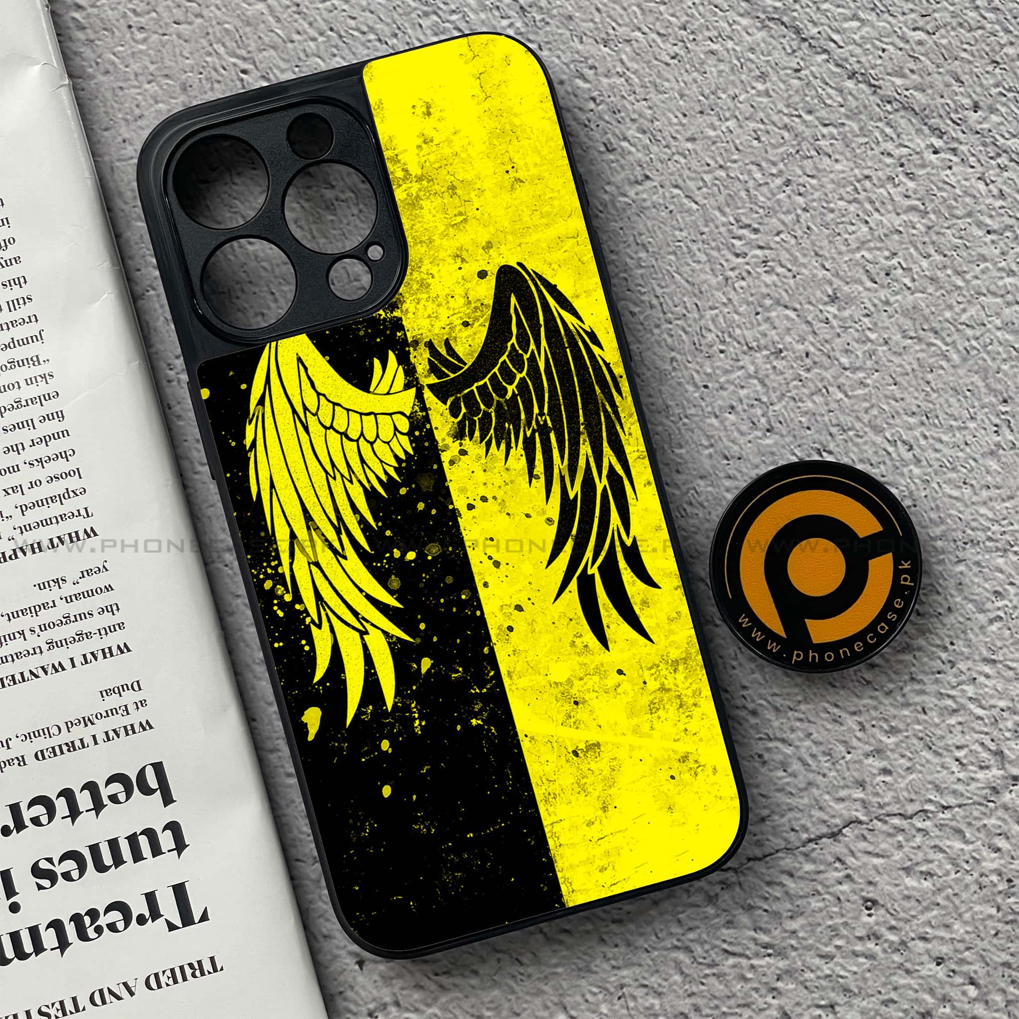 iPhone 15 Pro - Angel Wings 2.0 Series - Premium Printed Glass soft Bumper shock Proof Case