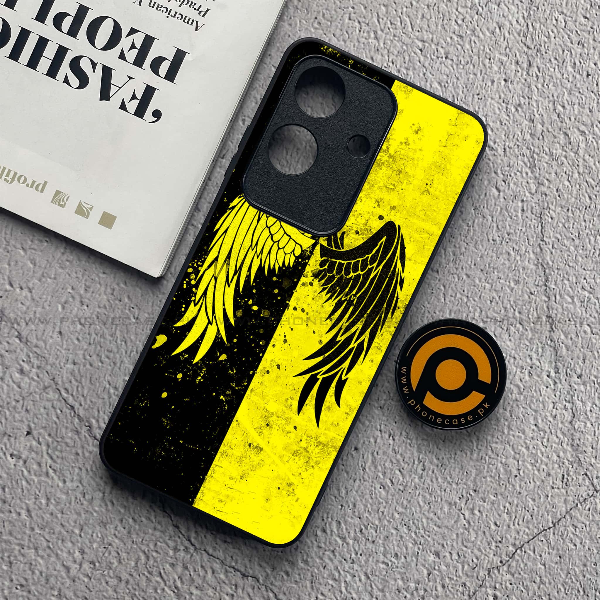 Realme Note 60x - Angel Wings 2.0 Series - Premium Printed Glass soft Bumper shock Proof Case