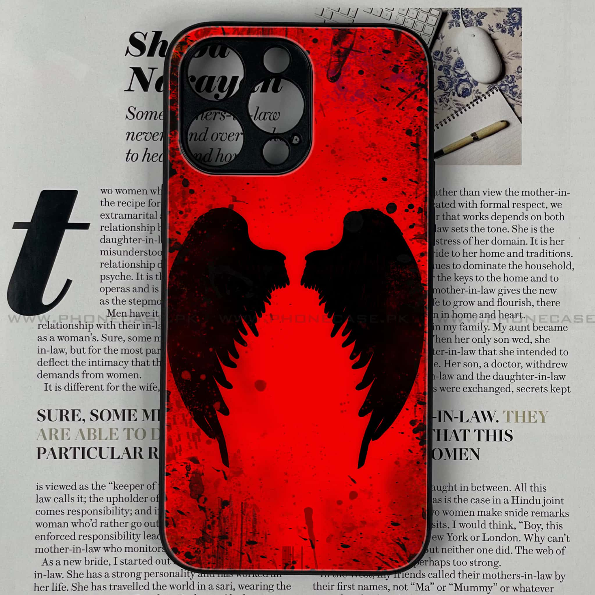 iPhone 15 Pro Max - Angel Wings 2.0 Series - Premium Printed Glass soft Bumper shock Proof Case