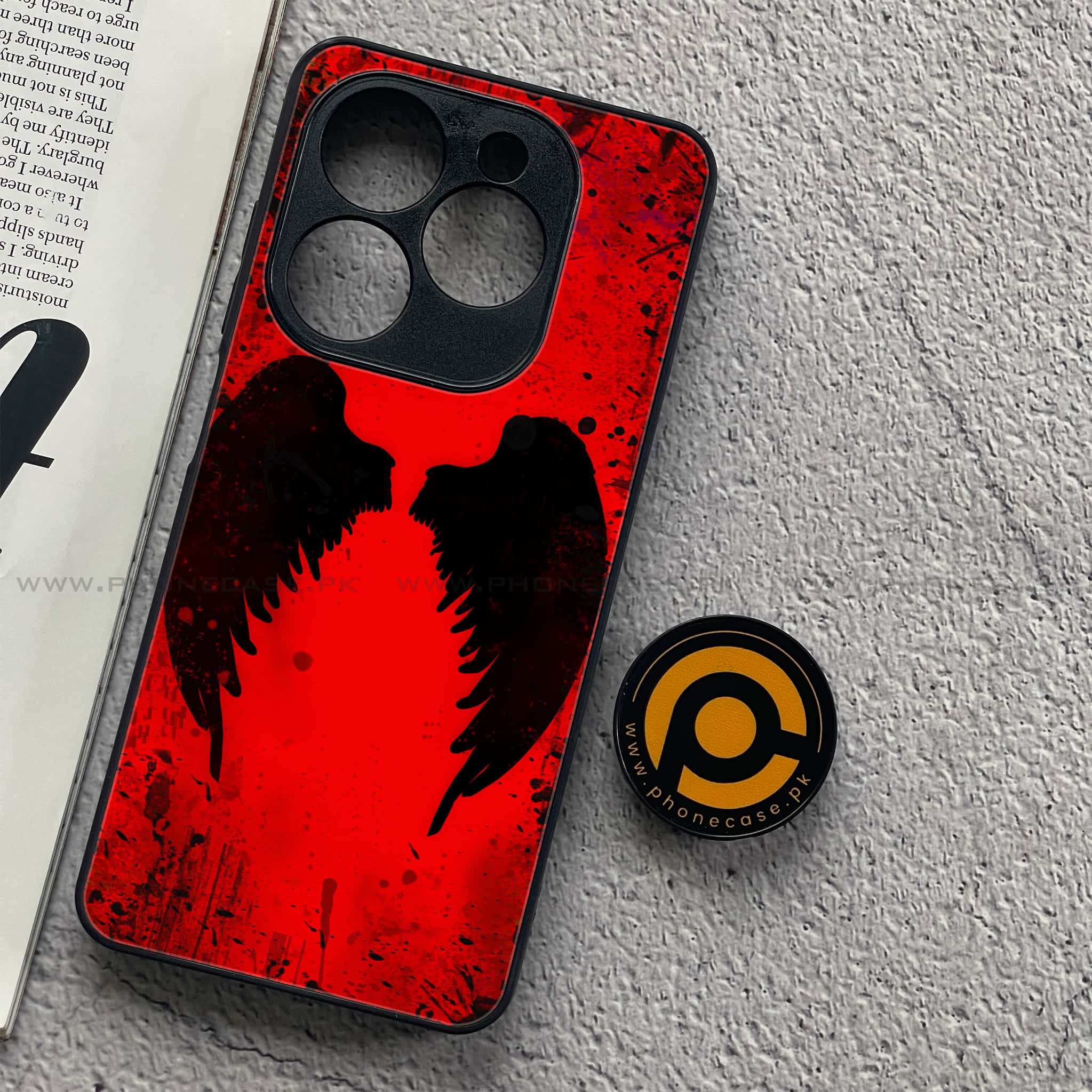 Tecno Spark 20C - Angel Wings 2.0 Series - Premium Printed Glass soft Bumper shock Proof Case