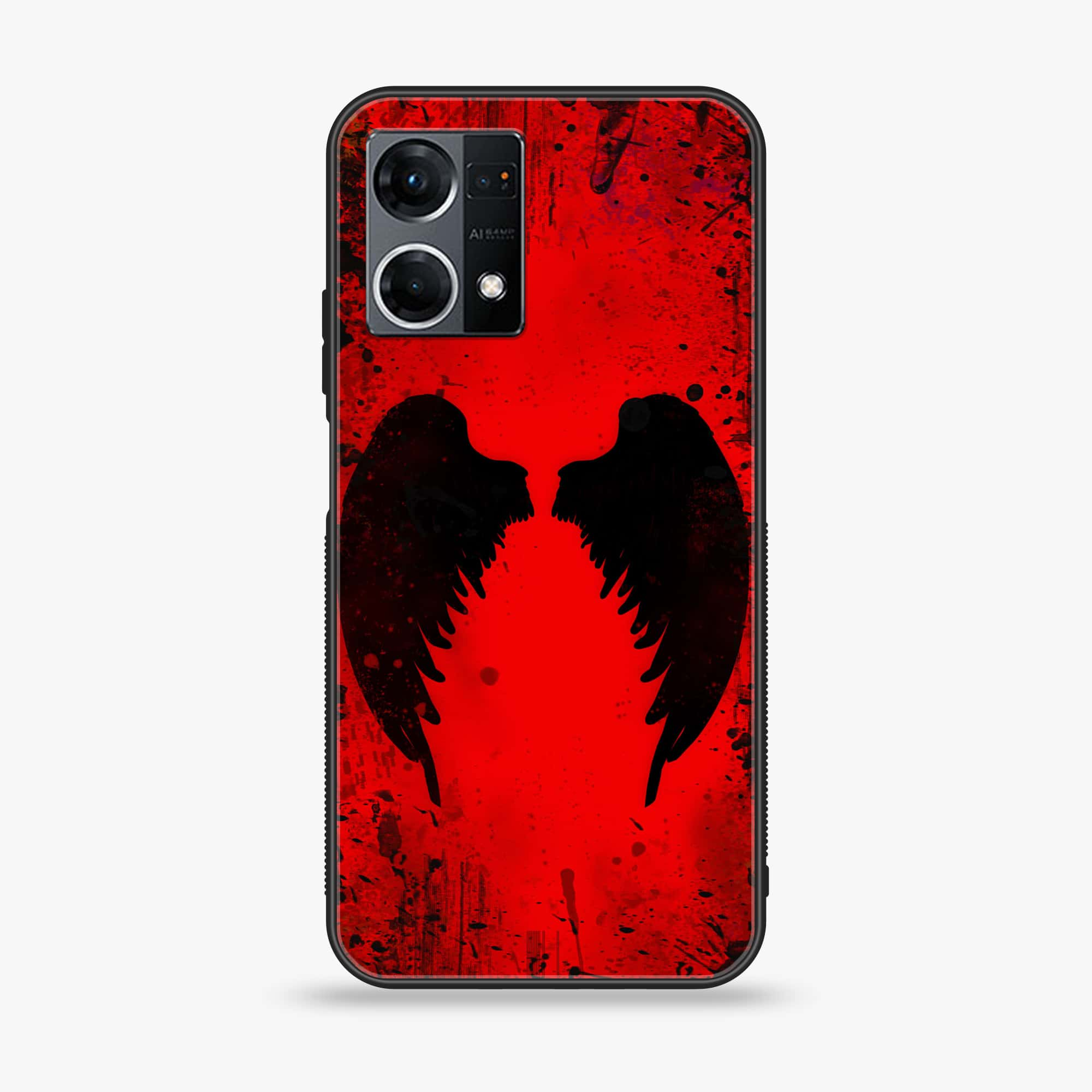 Oppo Reno 7 - Angel Wings 2.0 Series - Premium Printed Glass soft Bumper shock Proof Case