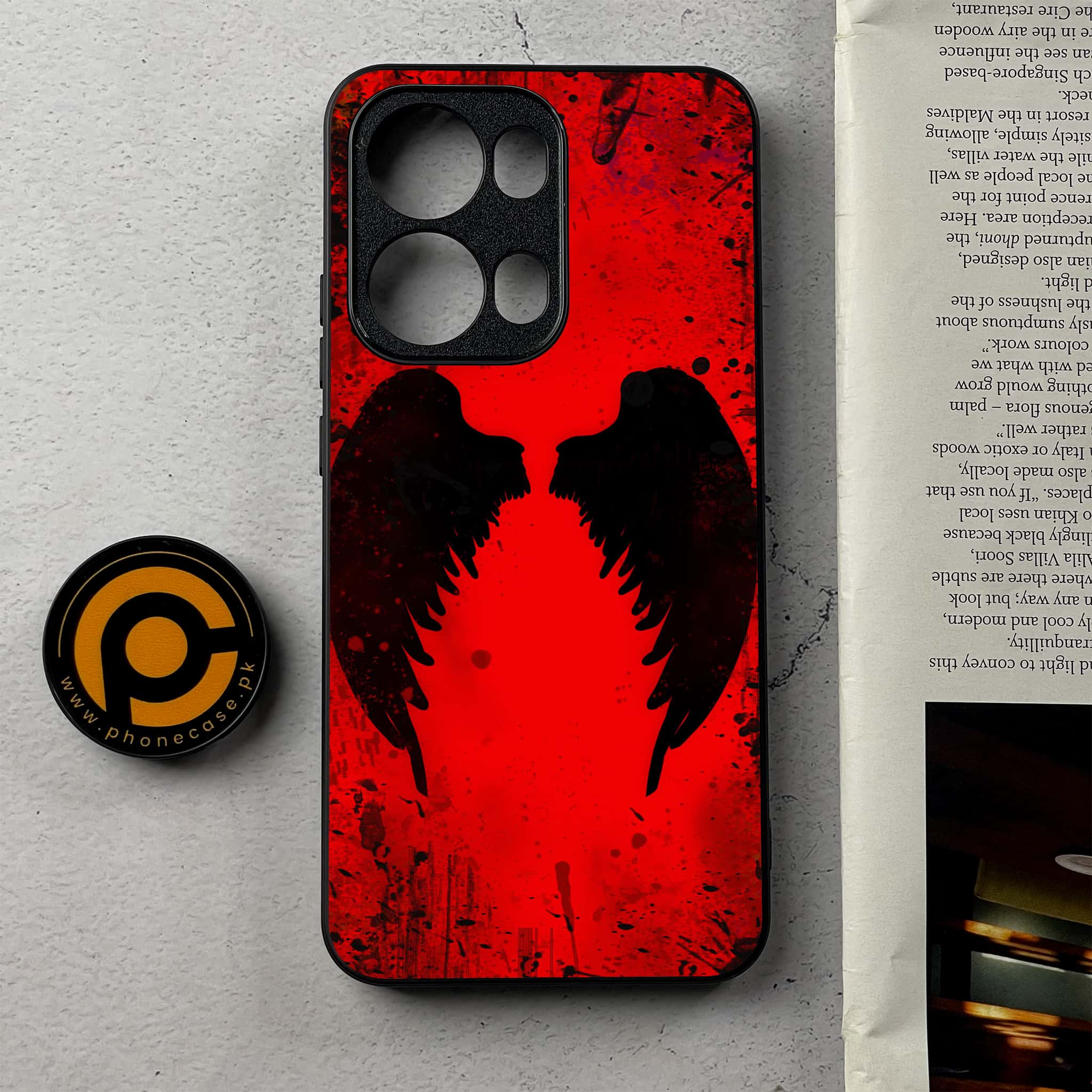 Oppo Reno 13 Pro - Angel Wings 2.0 Series - Premium Metal Printed Soft Bumper Shockproof Case
