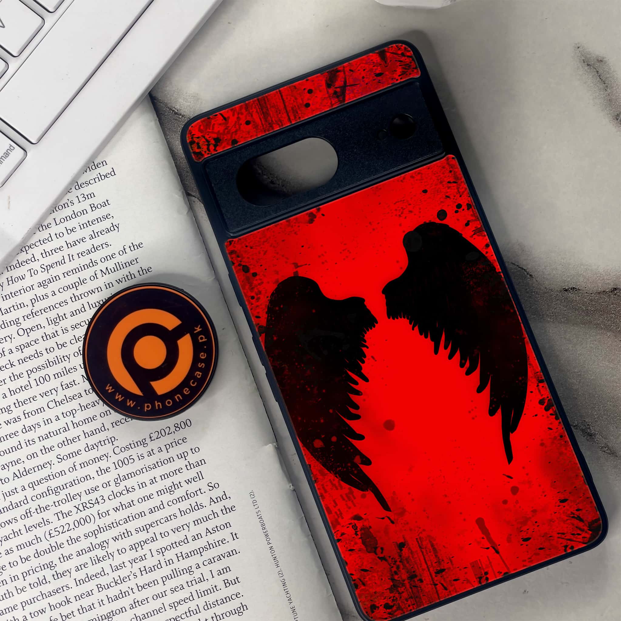 Google Pixel 7 - Angel Wings 2.0 Series - Premium Metal Printed soft Bumper Shock Proof Case