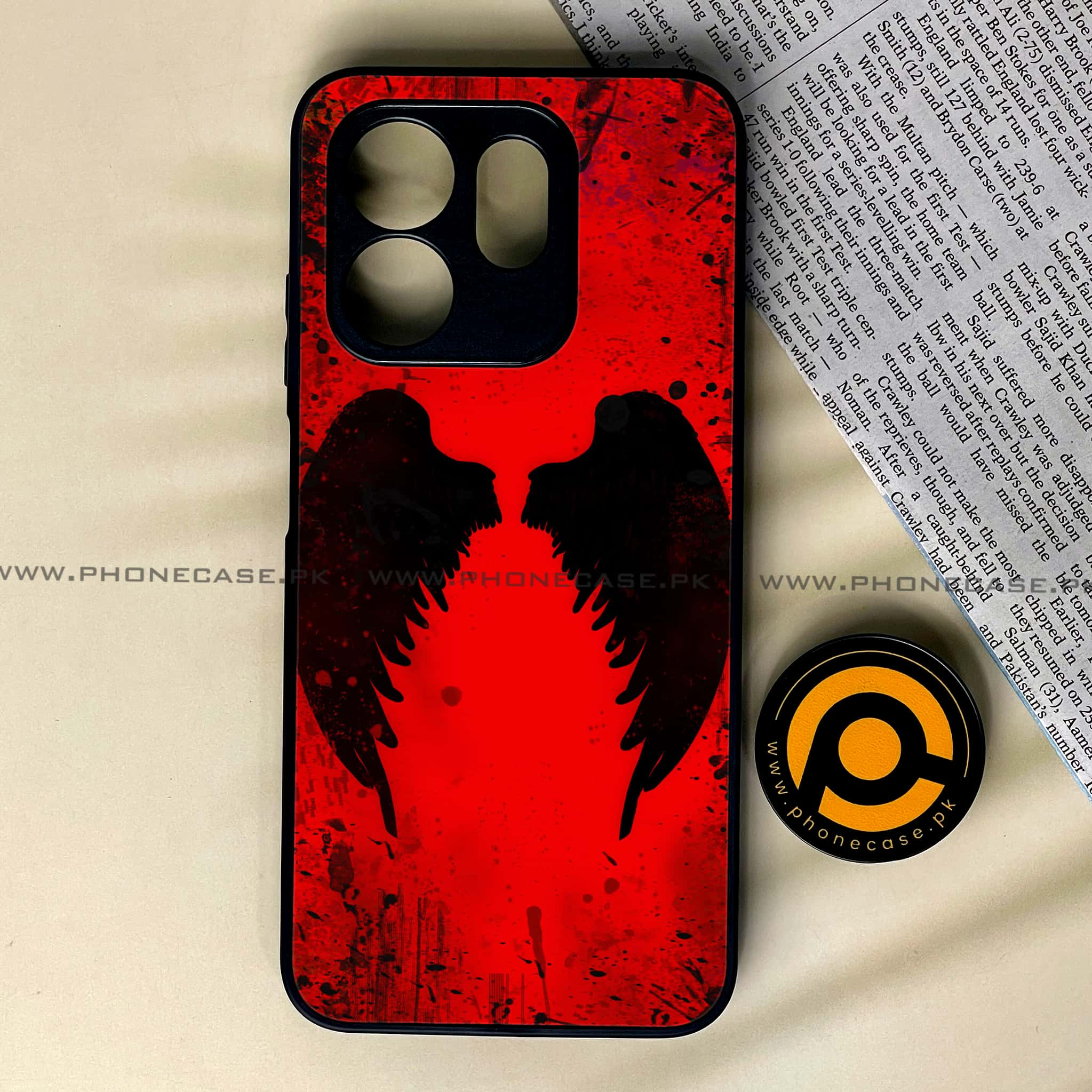 Infinix Hot 50i - Angel Wings 2.0 Series - Premium Printed Glass soft Bumper shock Proof Case