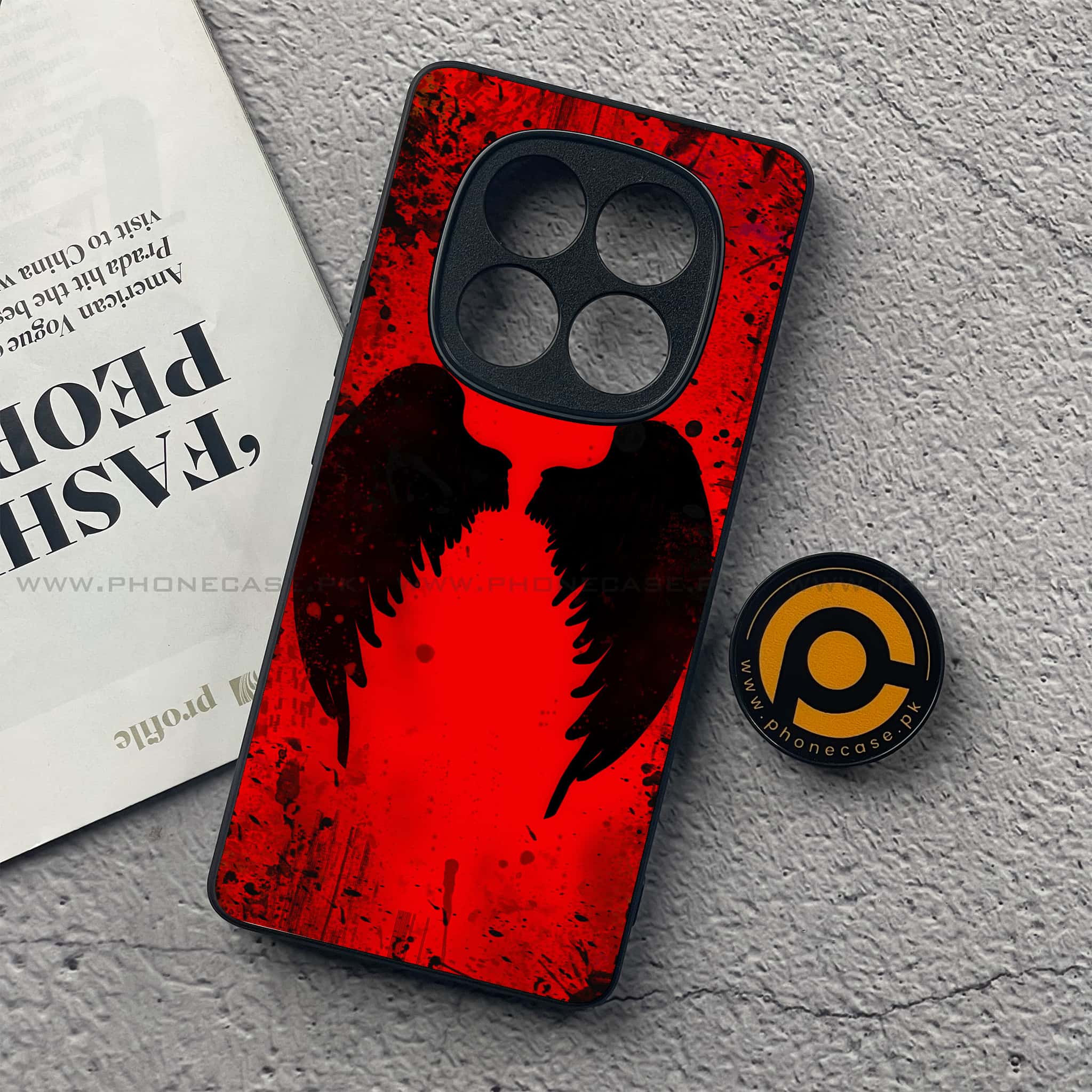 Redmi Note 14 Pro Plus 5G - Angel Wings 2.0 Series - Premium Printed Glass soft Bumper shock Proof Case