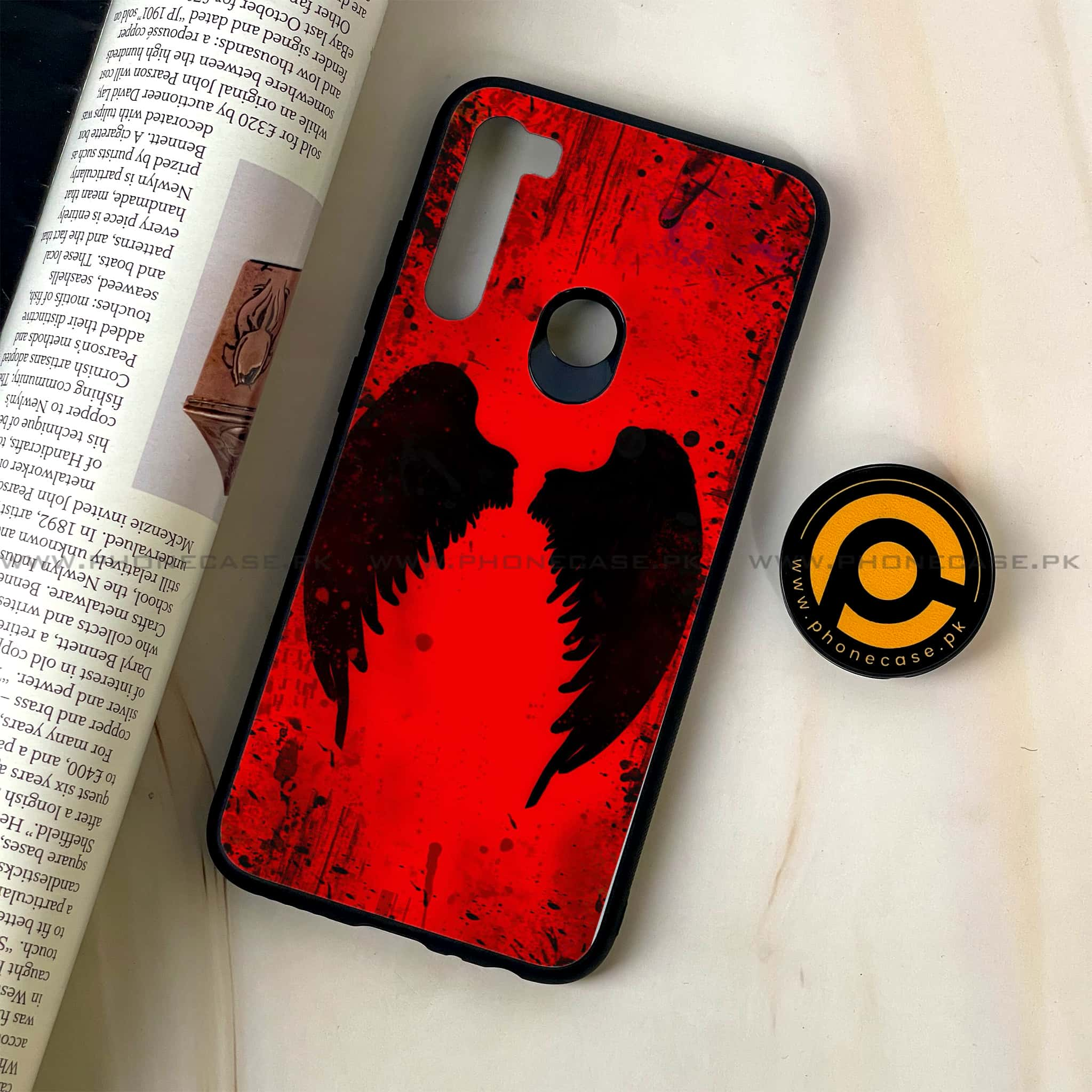 Redmi Note 8 - Angel Wings 2.0  Series - Premium Printed Glass soft Bumper shock Proof Case