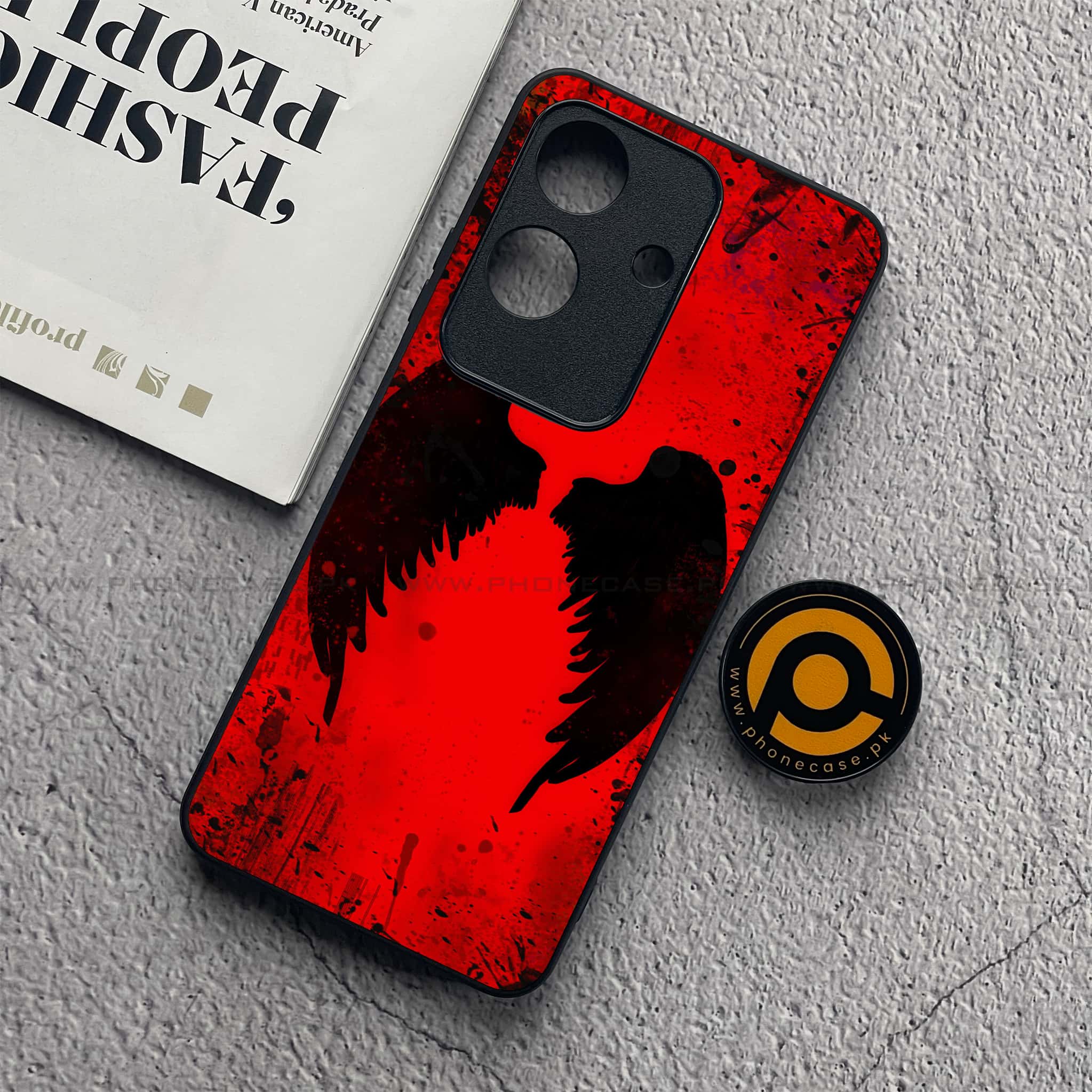 Realme Note 60x - Angel Wings 2.0 Series - Premium Printed Glass soft Bumper shock Proof Case