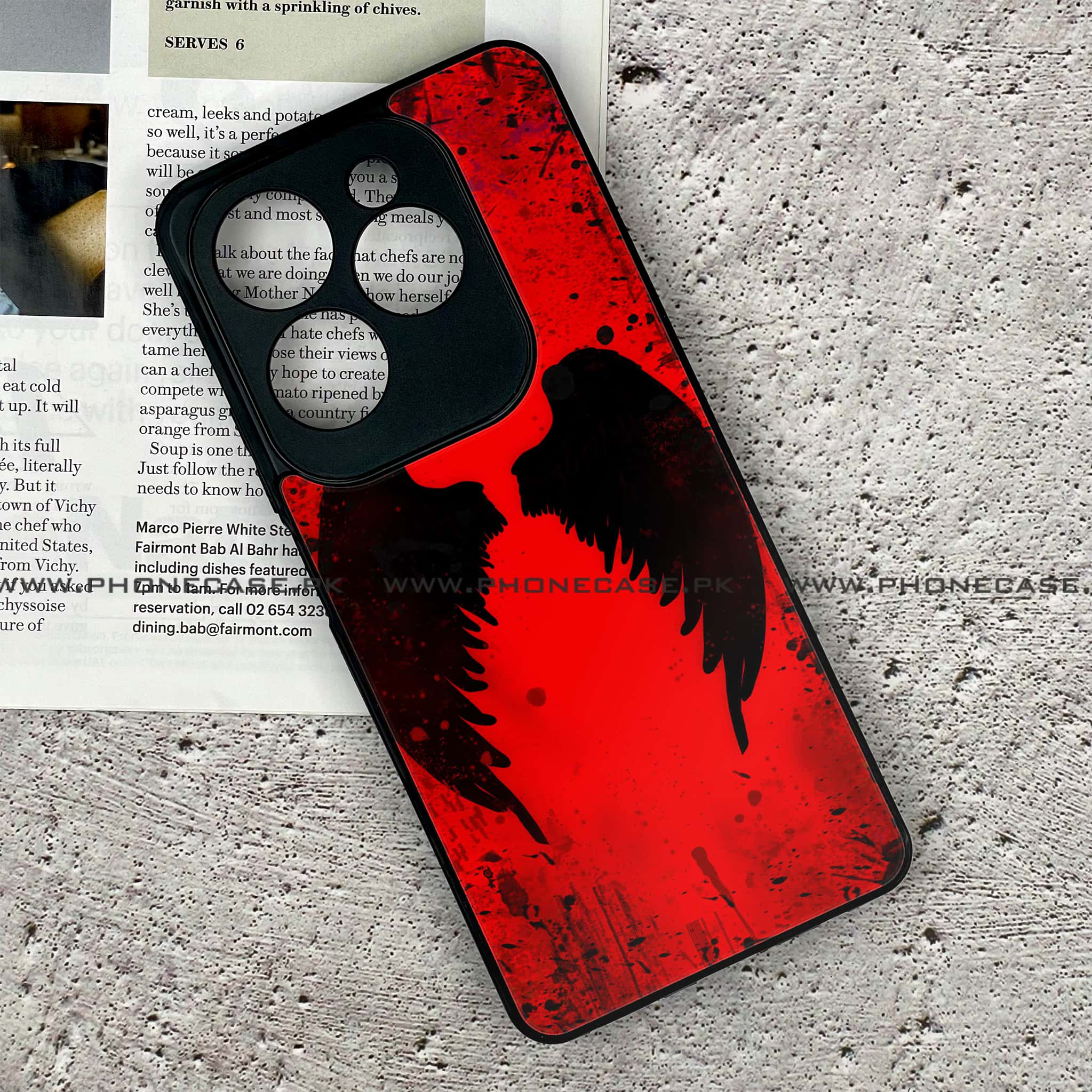 Infinix Hot 40 - Angel Wings 2.0 Series - Premium Printed Glass soft Bumper shock Proof Case