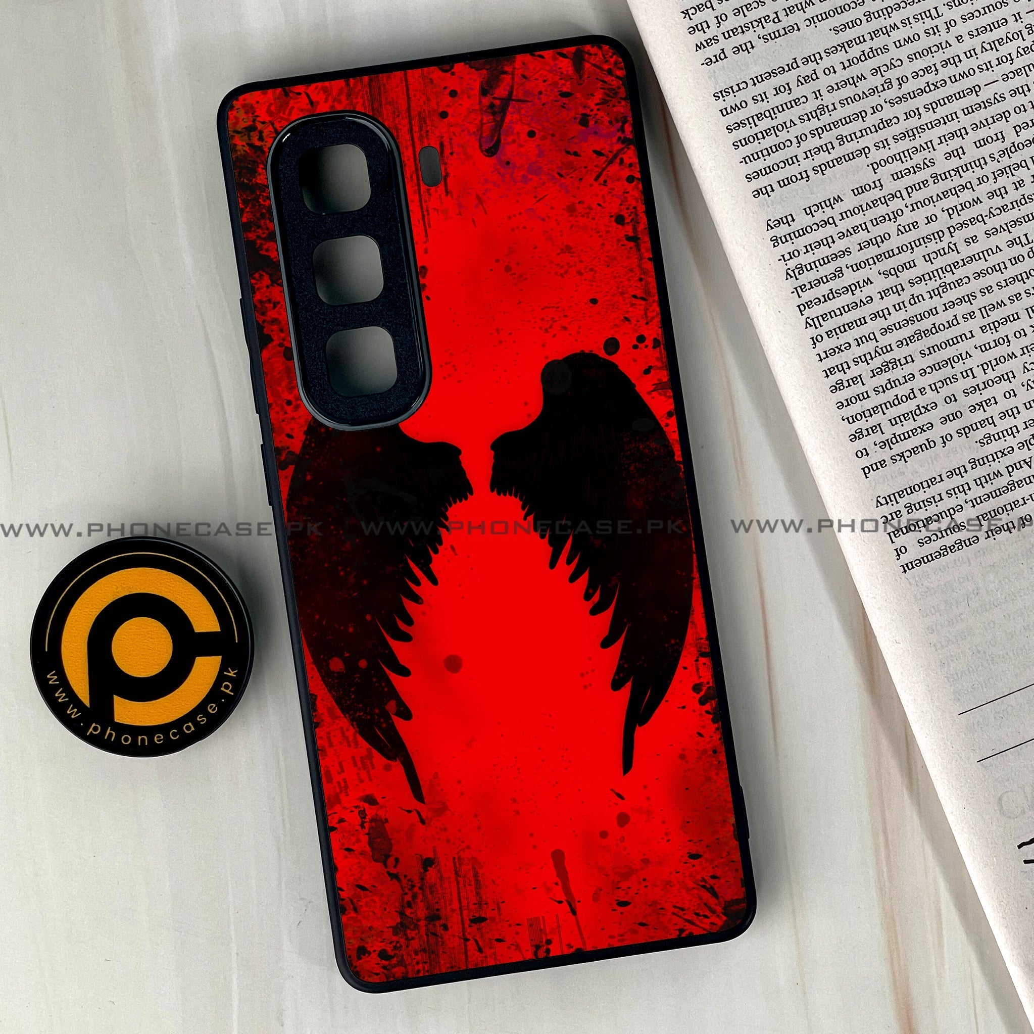 Infinix Hot 60  - Angel Wings 2.0 Series - Premium Metal Printed soft Bumper shock Proof Case