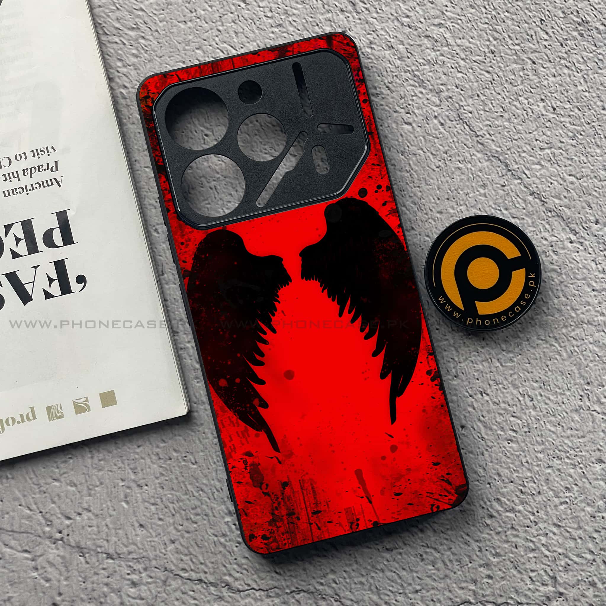 Tecno Pova 6 - Angel Wings 2.0 Series - Premium Printed Glass soft Bumper shock Proof Case