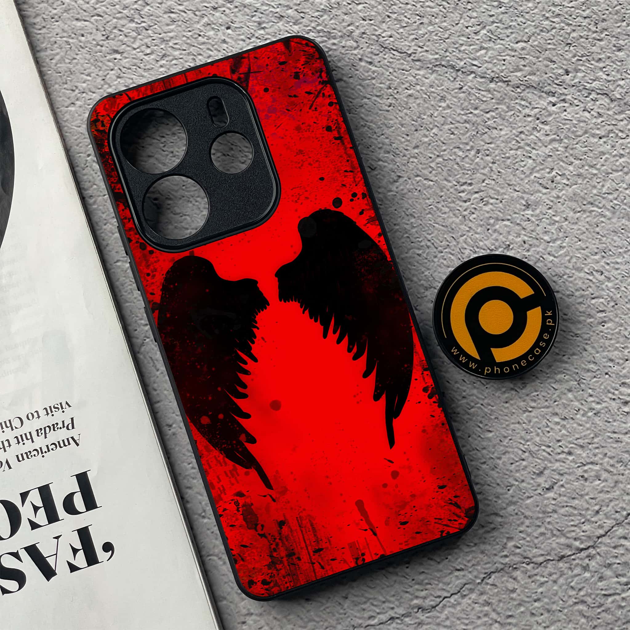 Xiaomi Redmi Note 14 - Angel Wings 2.0 Series - Premium Printed Glass soft Bumper shock Proof Case