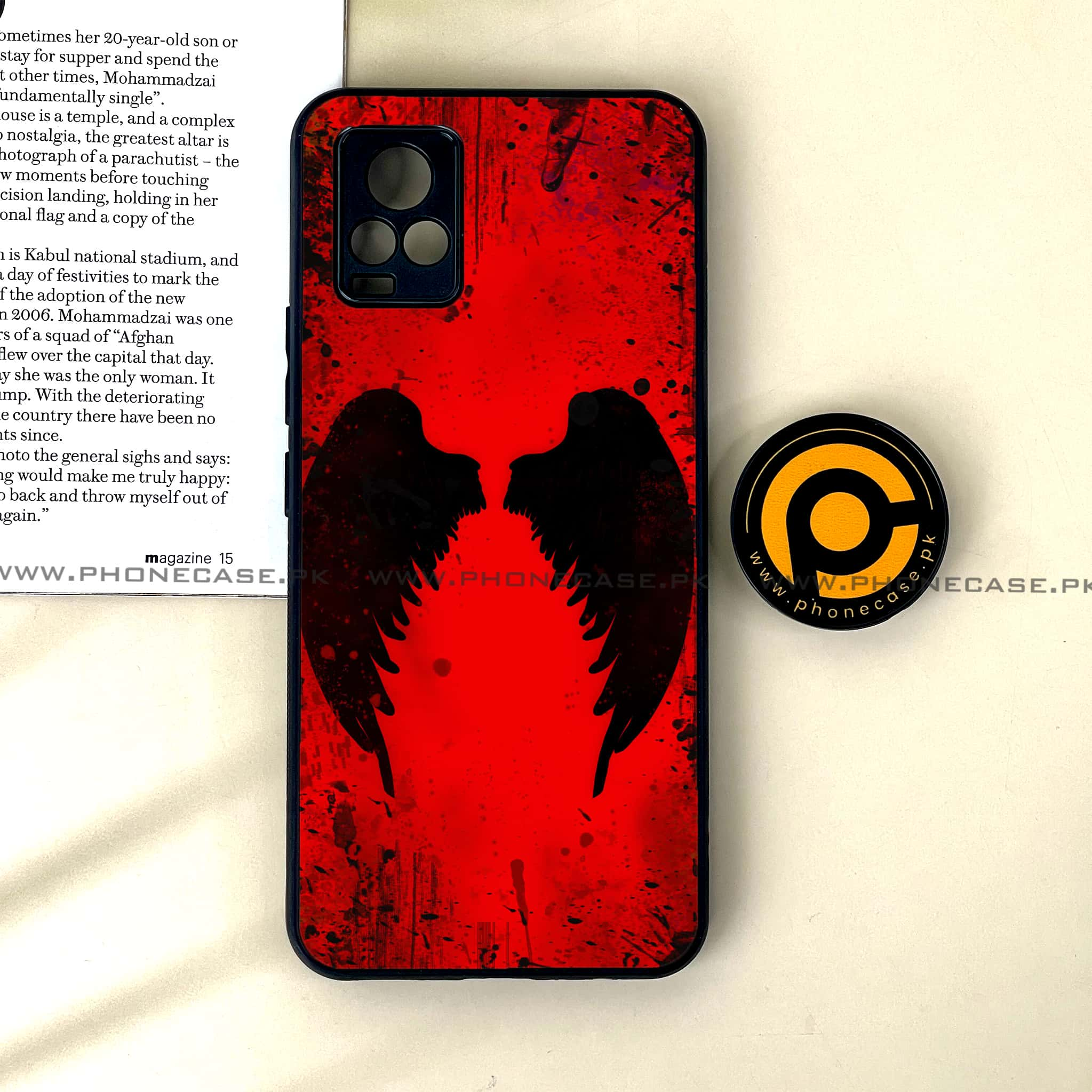 Vivo V20 - Angel Wings 2.0  Series - Premium Printed Glass soft Bumper shock Proof Case