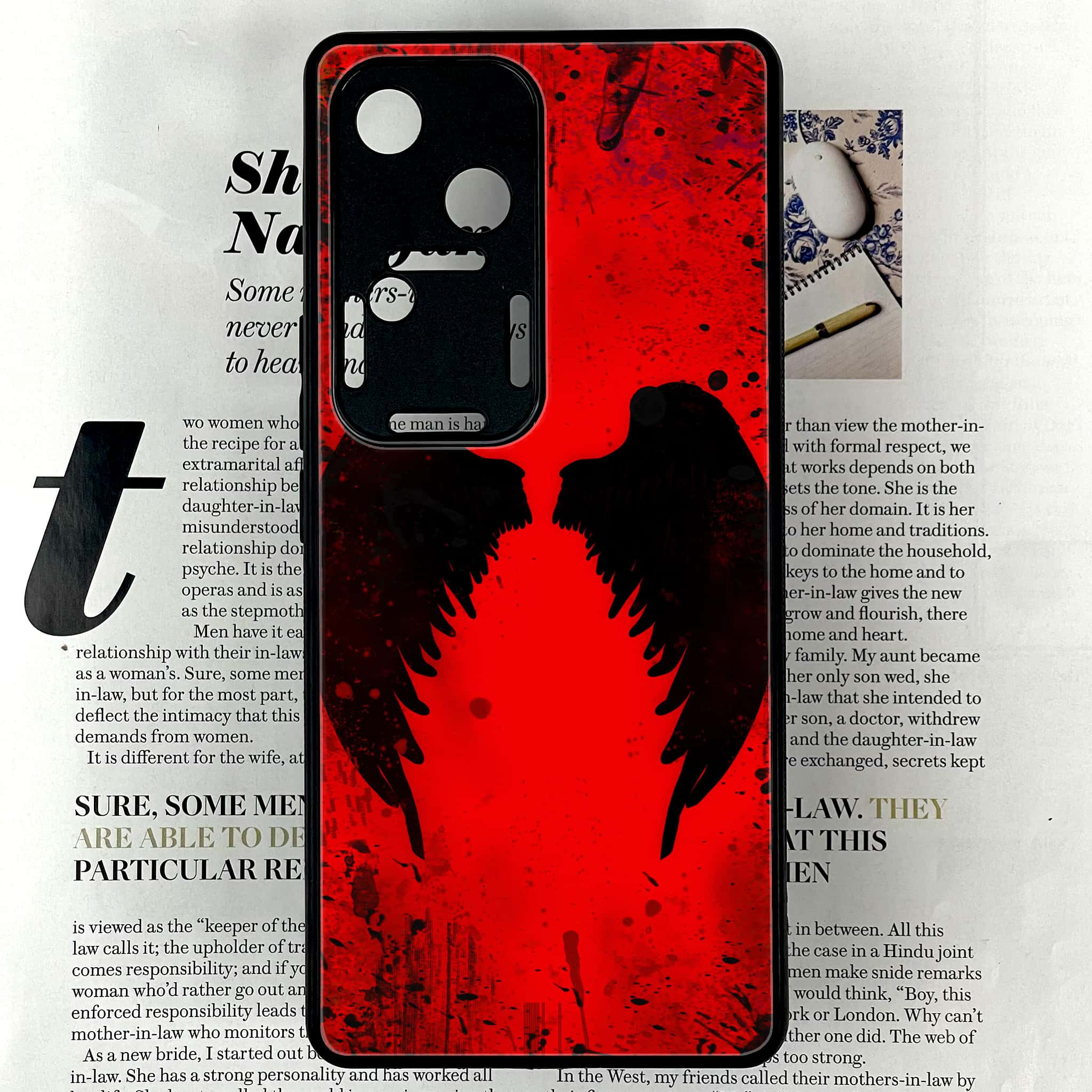 Vivo V30 - Angel Wings 2.0 Series - Premium Printed Glass soft Bumper shock Proof Case