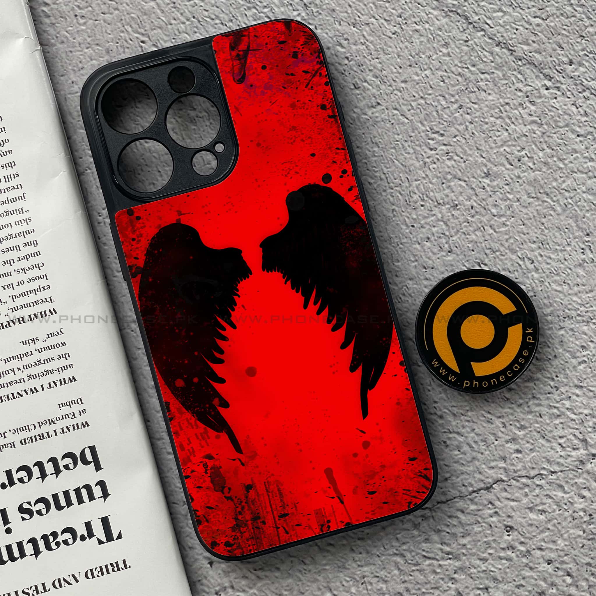 iPhone 15 Pro - Angel Wings 2.0 Series - Premium Printed Glass soft Bumper shock Proof Case