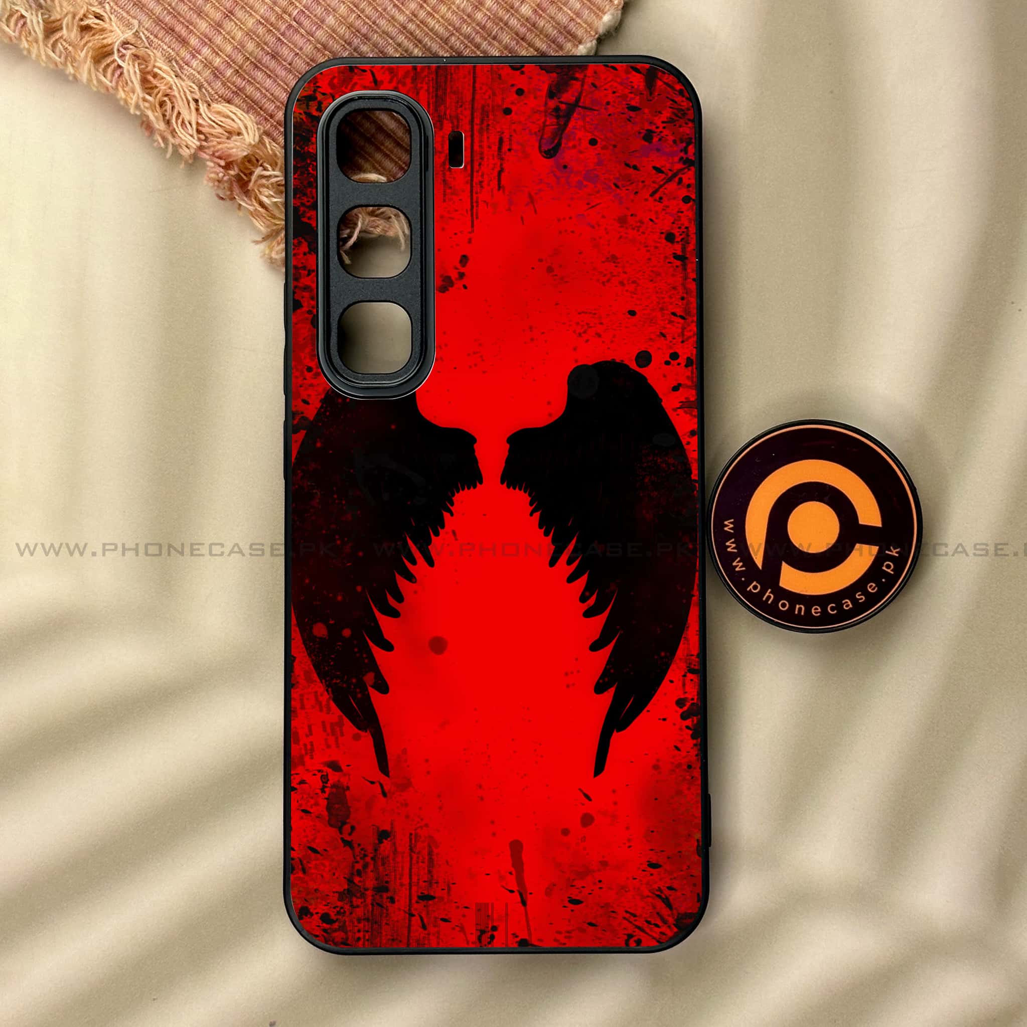 Infinix Hot 60 Pro - Angel Wings 2.0 Series - Premium Metal Printed soft Bumper shock Proof Case