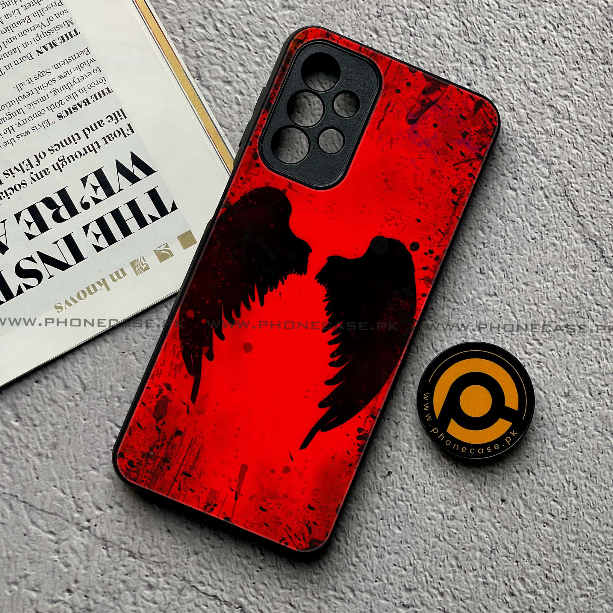 Samsung Galaxy A23- Angel Wings 2.0 Series - Premium Printed Glass soft Bumper shock Proof Case