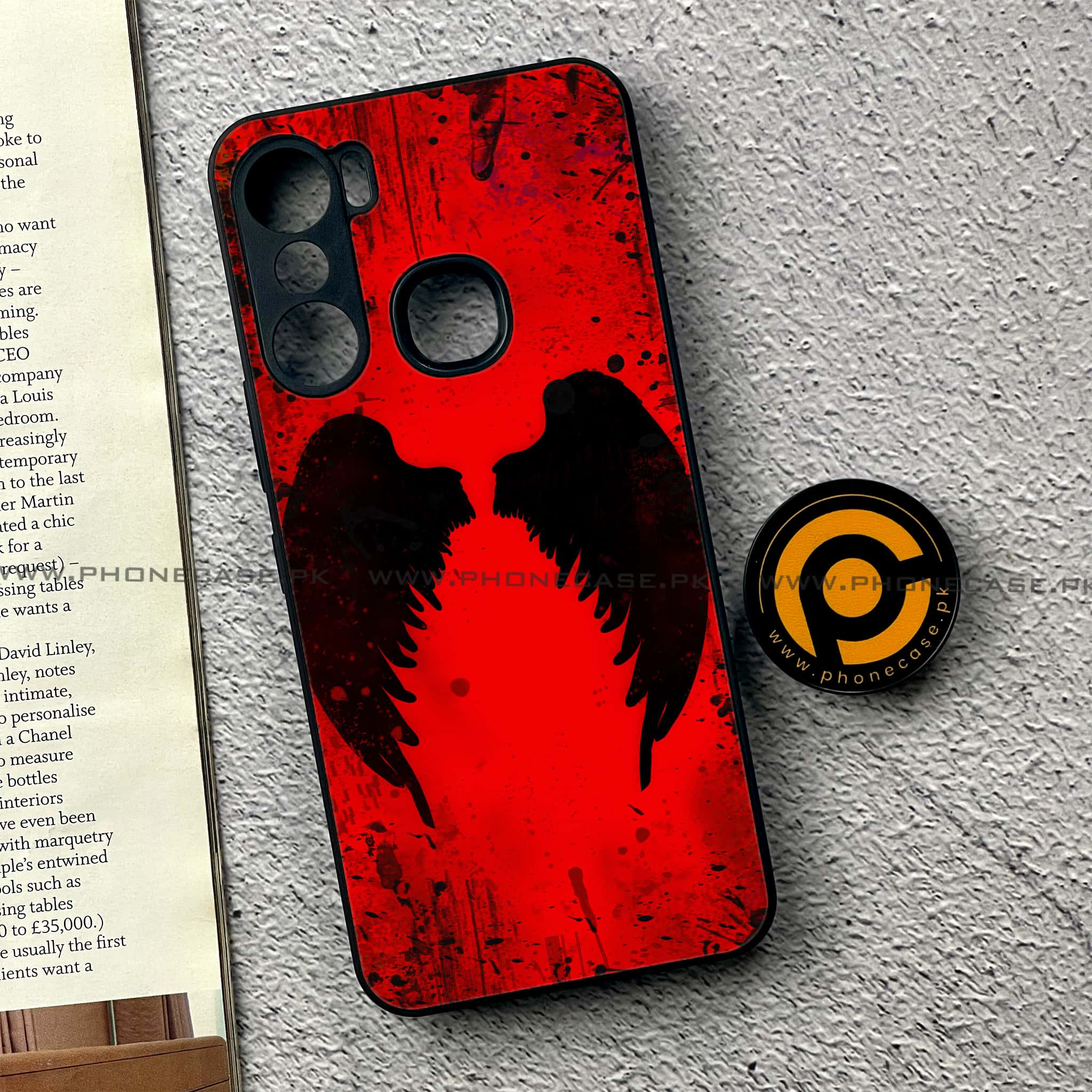 Infinix Hot 12 Pro - Angel Wings 2.0 Series - Premium Printed Glass soft Bumper shock Proof Case