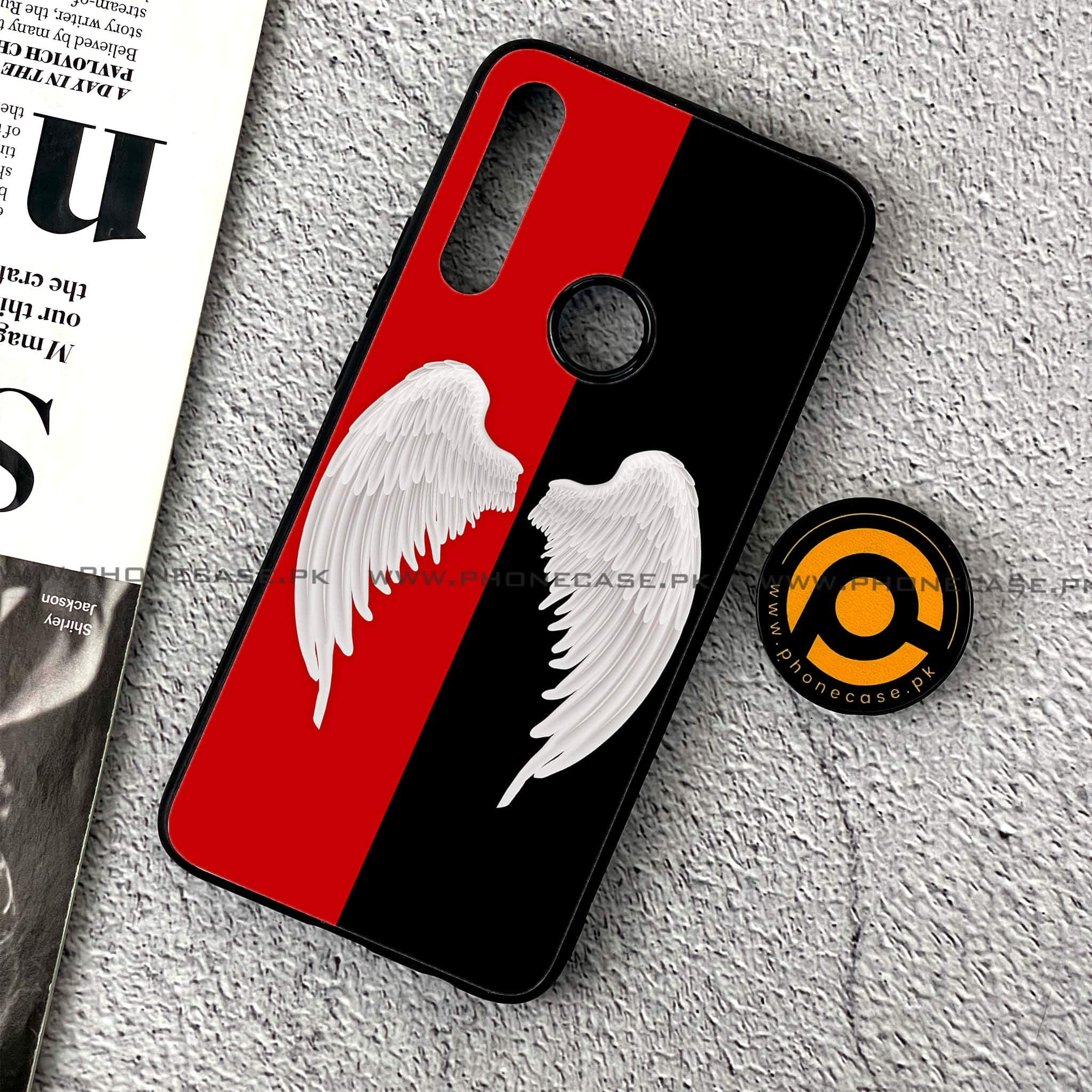 Huawei Y9 Prime (2019) - Angel Wings 2.0 Series - Premium Printed Glass soft Bumper shock Proof Case