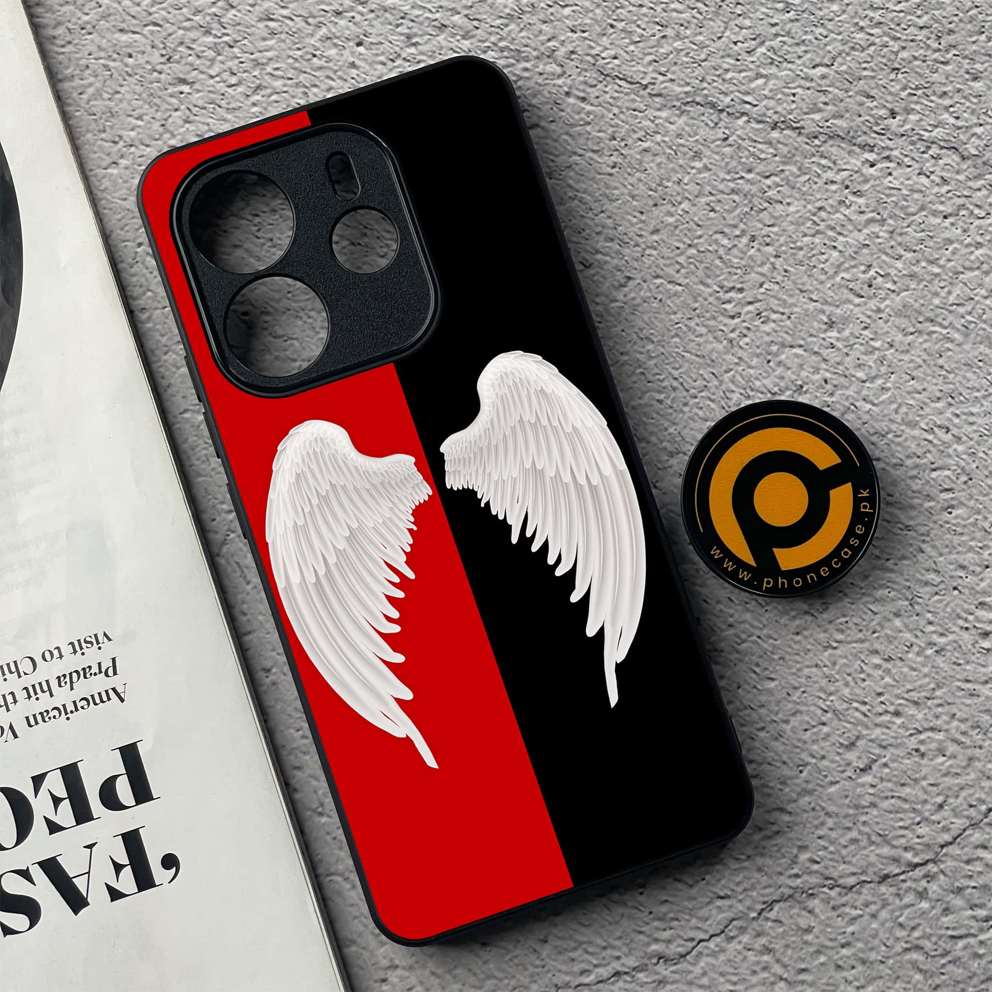 Xiaomi Redmi Note 14 - Angel Wings 2.0 Series - Premium Printed Glass soft Bumper shock Proof Case