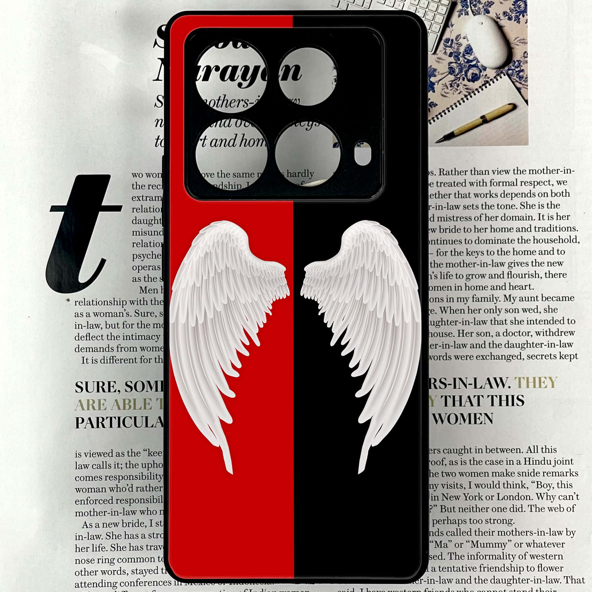 Infinix Note 40 4G - Angel Wings 2.0 Series - Premium Printed Glass soft Bumper shock Proof Case