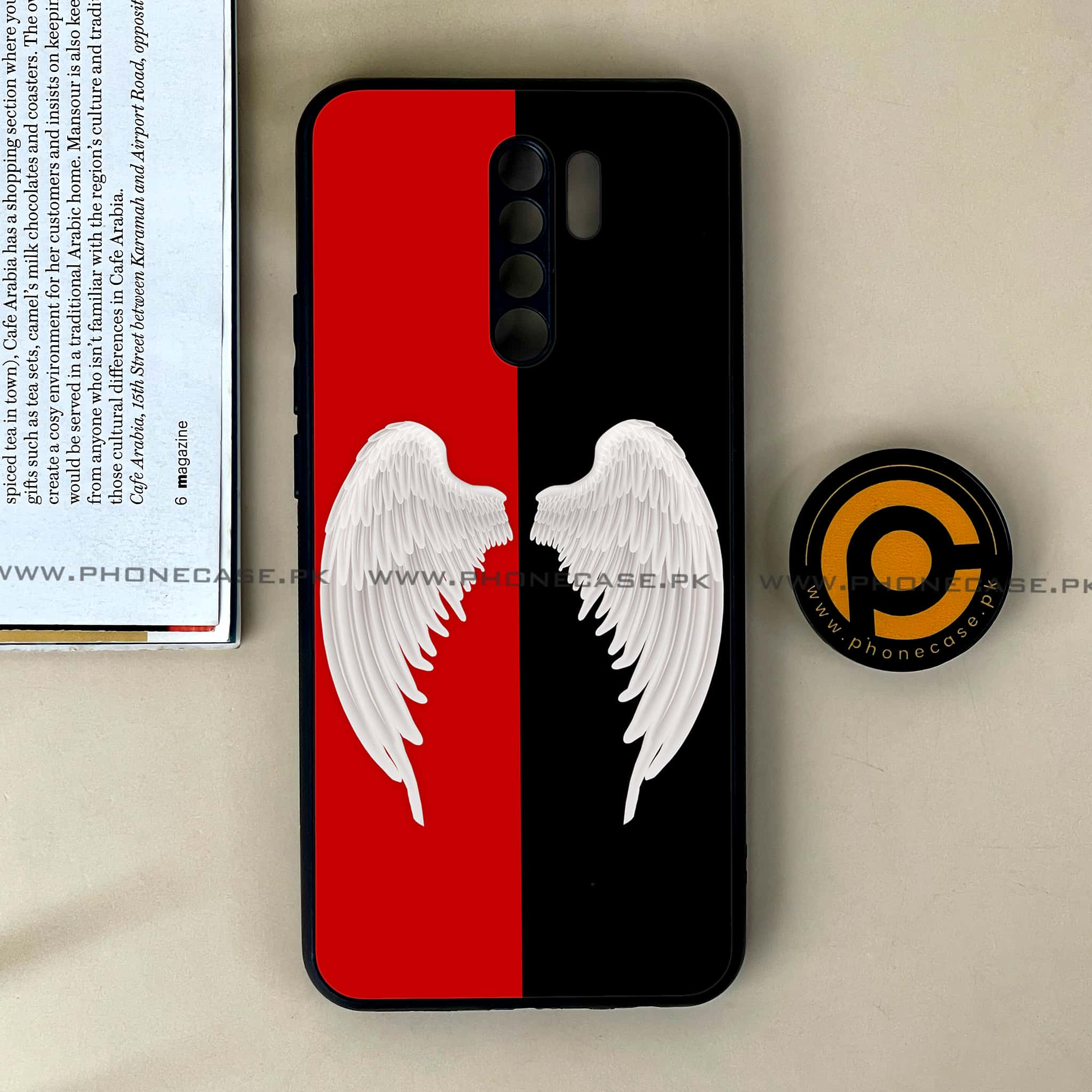 Xiaomi Redmi 9 - Angel Wings 2.0 Series - Premium Printed Glass soft Bumper shock Proof Case