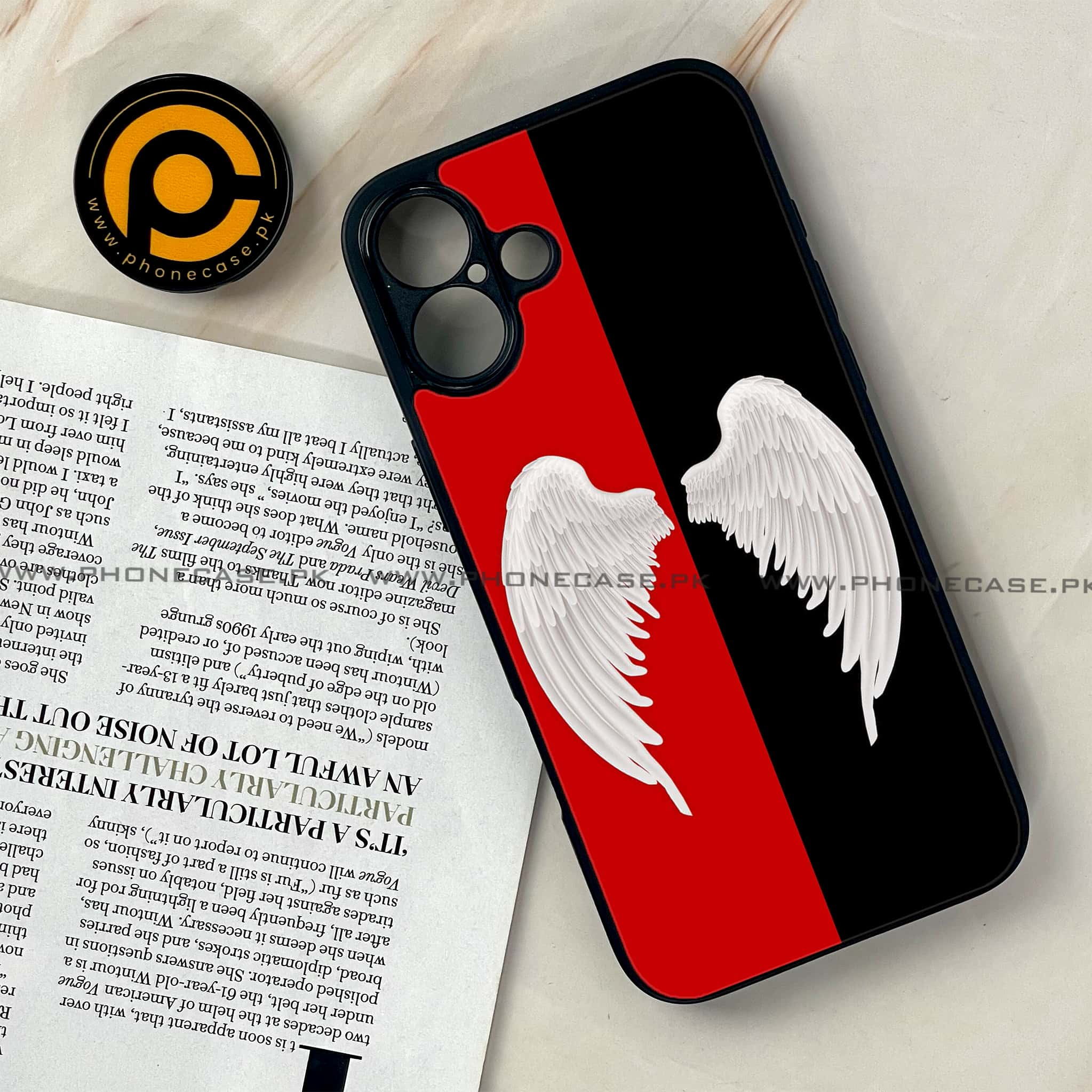 iPhone 16 - Angel Wings 2.0 Series - Premium Printed Glass soft Bumper shock Proof Case