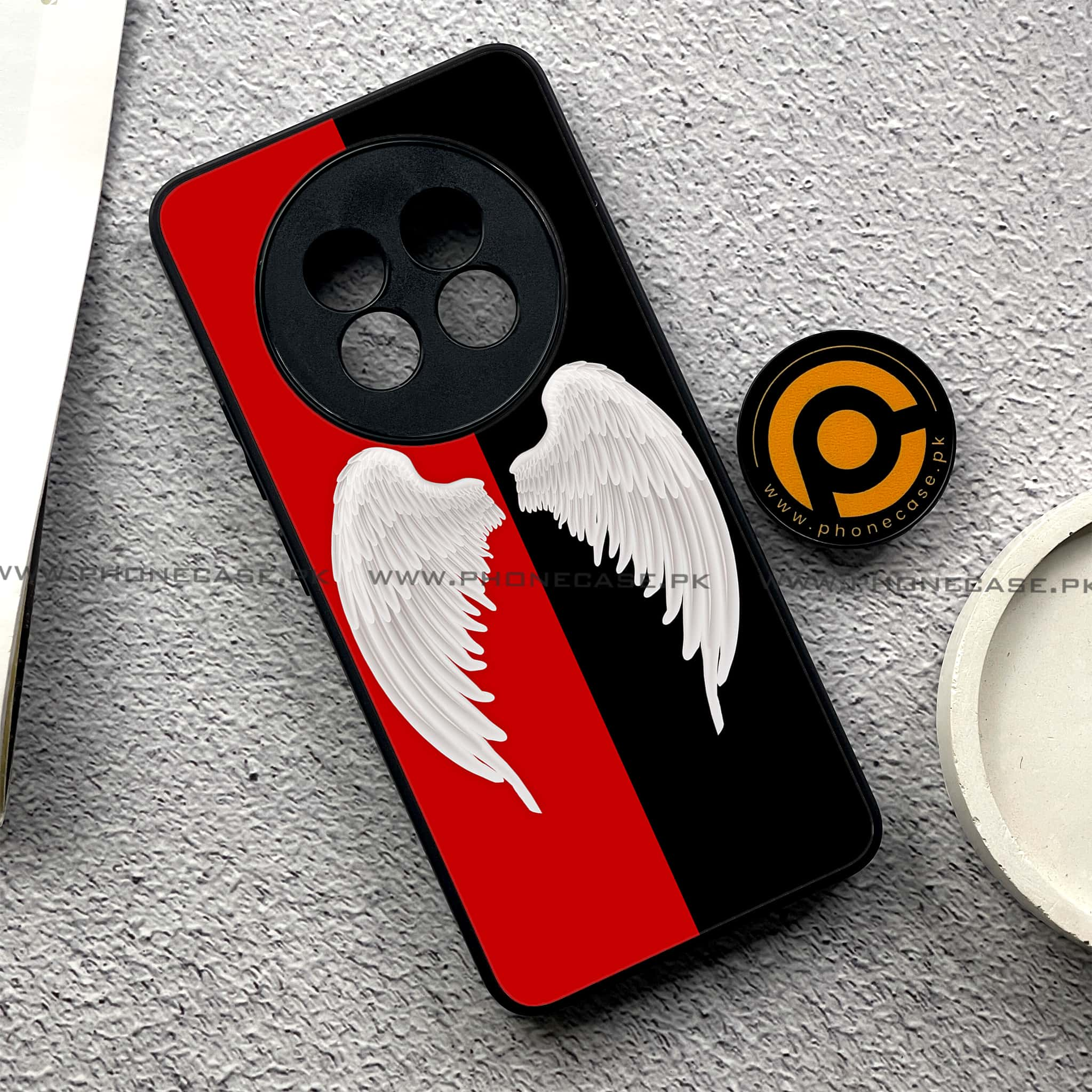 Realme 13 Plus - Angel Wings 2.0 Series - Premium Printed Glass soft Bumper shock Proof Case