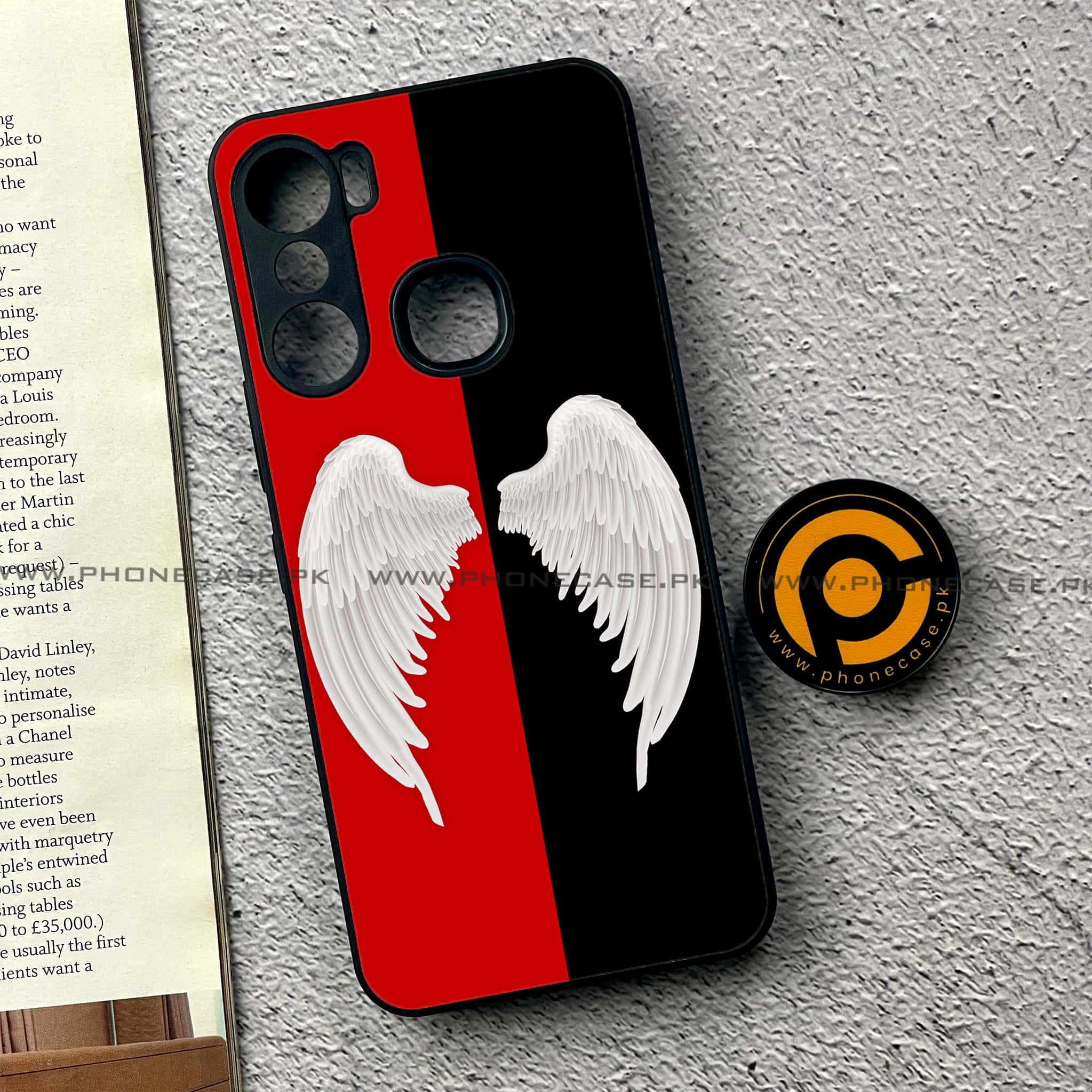 Infinix Hot 12 Pro - Angel Wings 2.0 Series - Premium Printed Glass soft Bumper shock Proof Case