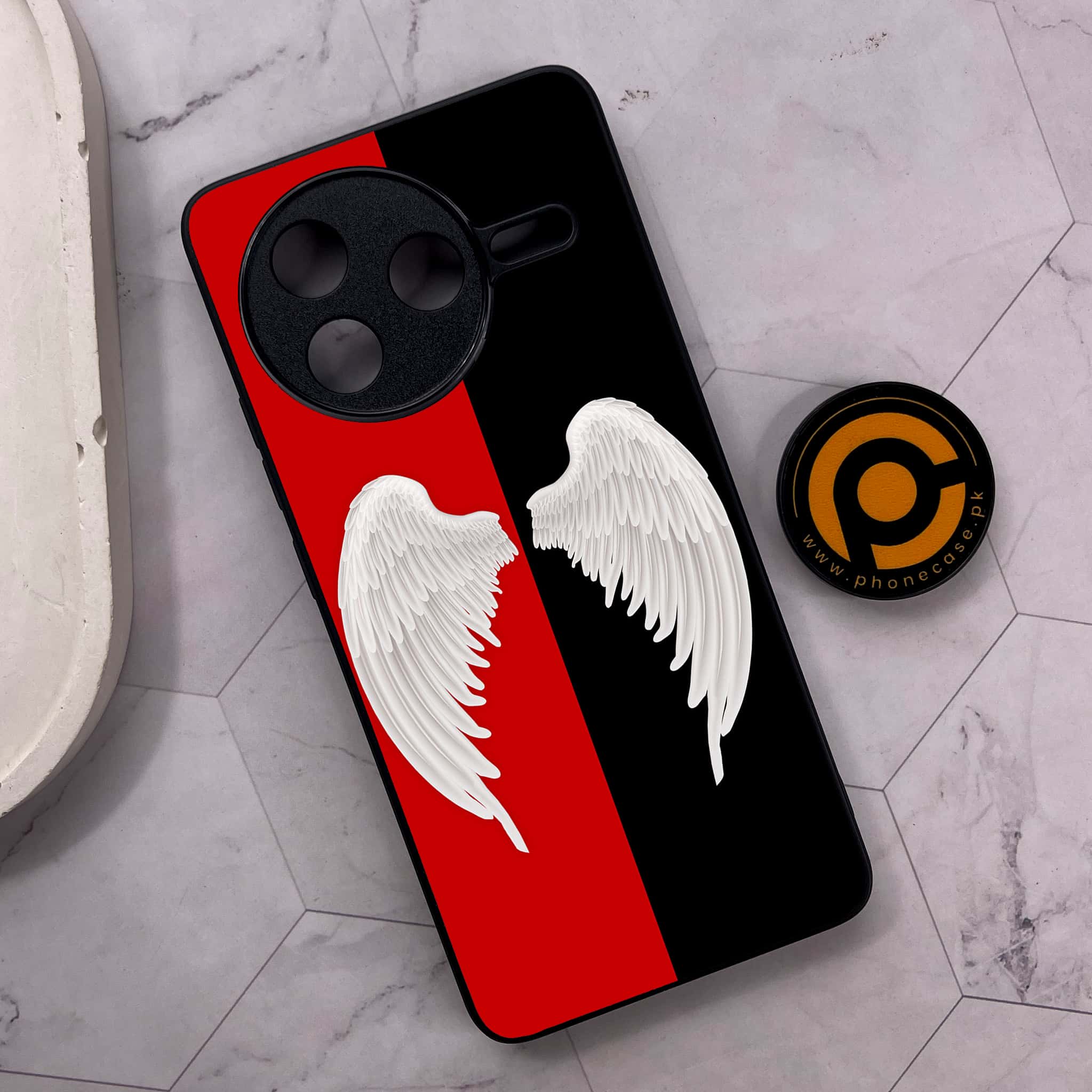 Xiaomi Poco F7 Pro 5G - Angel Wings 2.0 Series - Premium Metal Printed soft Bumper shock Proof Case