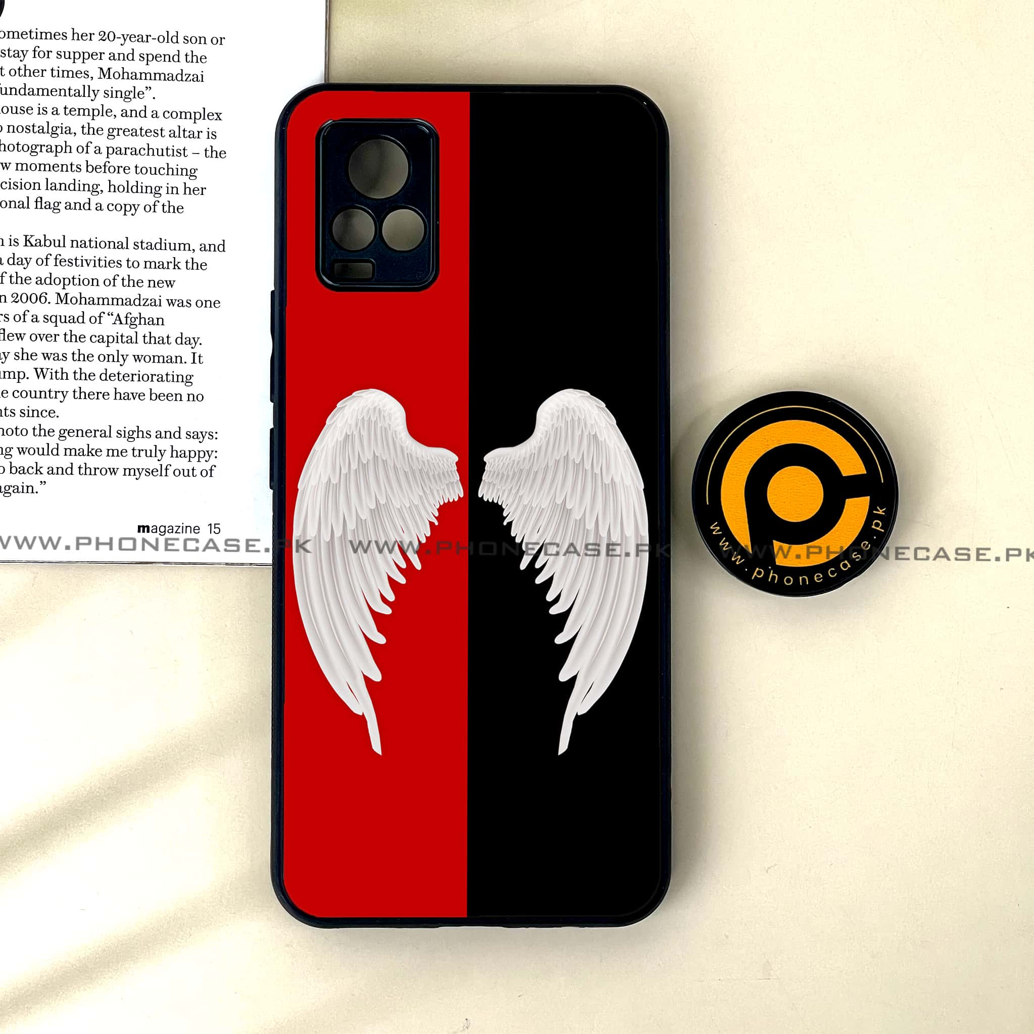 Vivo V20 - Angel Wings 2.0  Series - Premium Printed Glass soft Bumper shock Proof Case