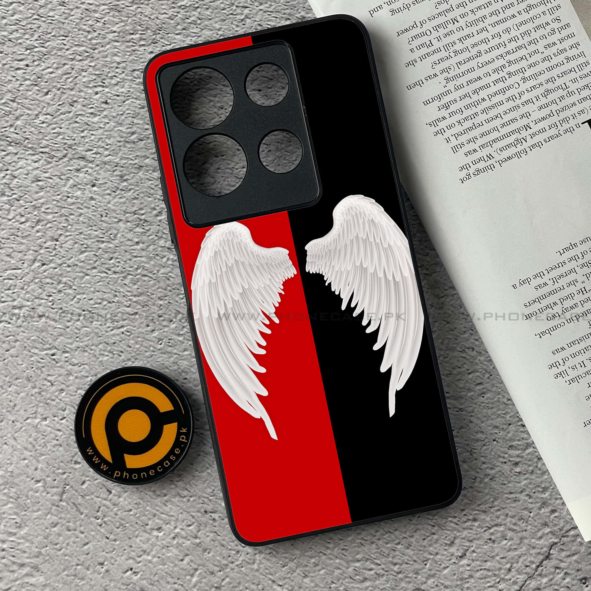Infinix Note 30 - Angel Wings 2.0 Series - Premium Printed Glass soft Bumper shock Proof Case
