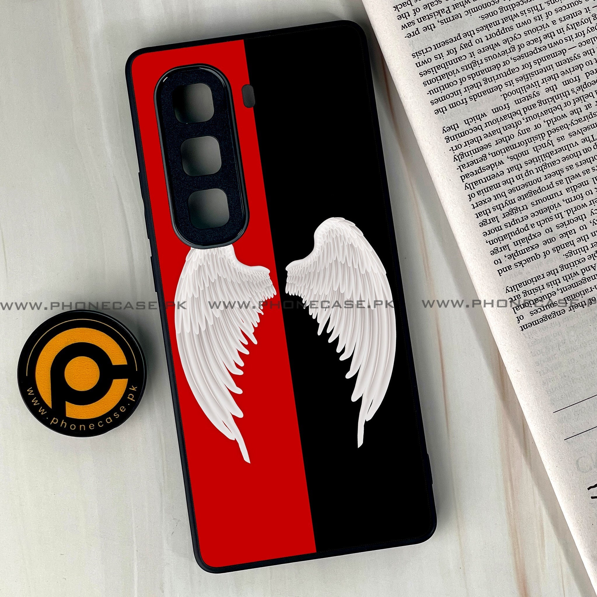 Infinix Hot 60  - Angel Wings 2.0 Series - Premium Metal Printed soft Bumper shock Proof Case