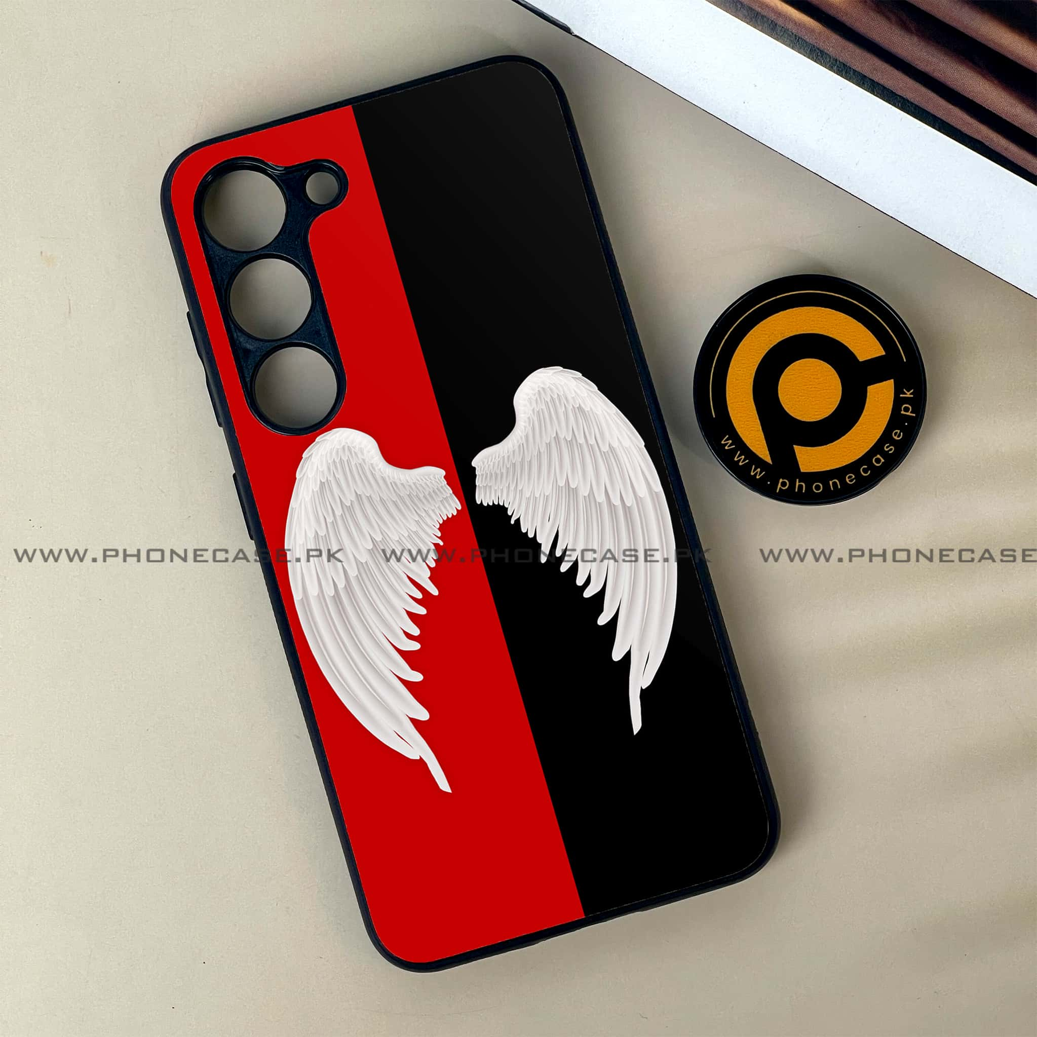 Samsung Galaxy S23 - Angel Wings 2.0 Series - Premium Printed Glass soft Bumper shock Proof Case