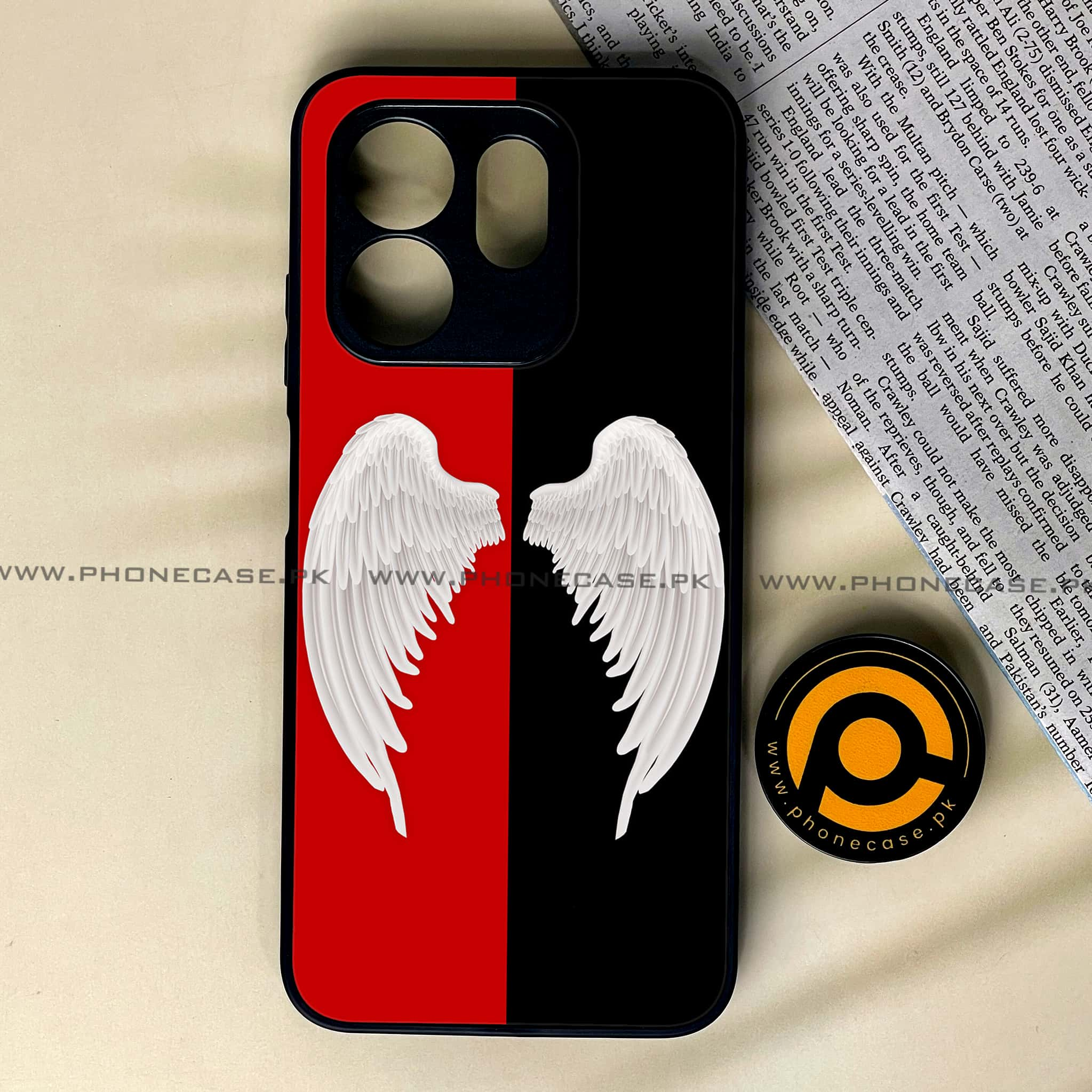 Infinix Hot 50i - Angel Wings 2.0 Series - Premium Printed Glass soft Bumper shock Proof Case