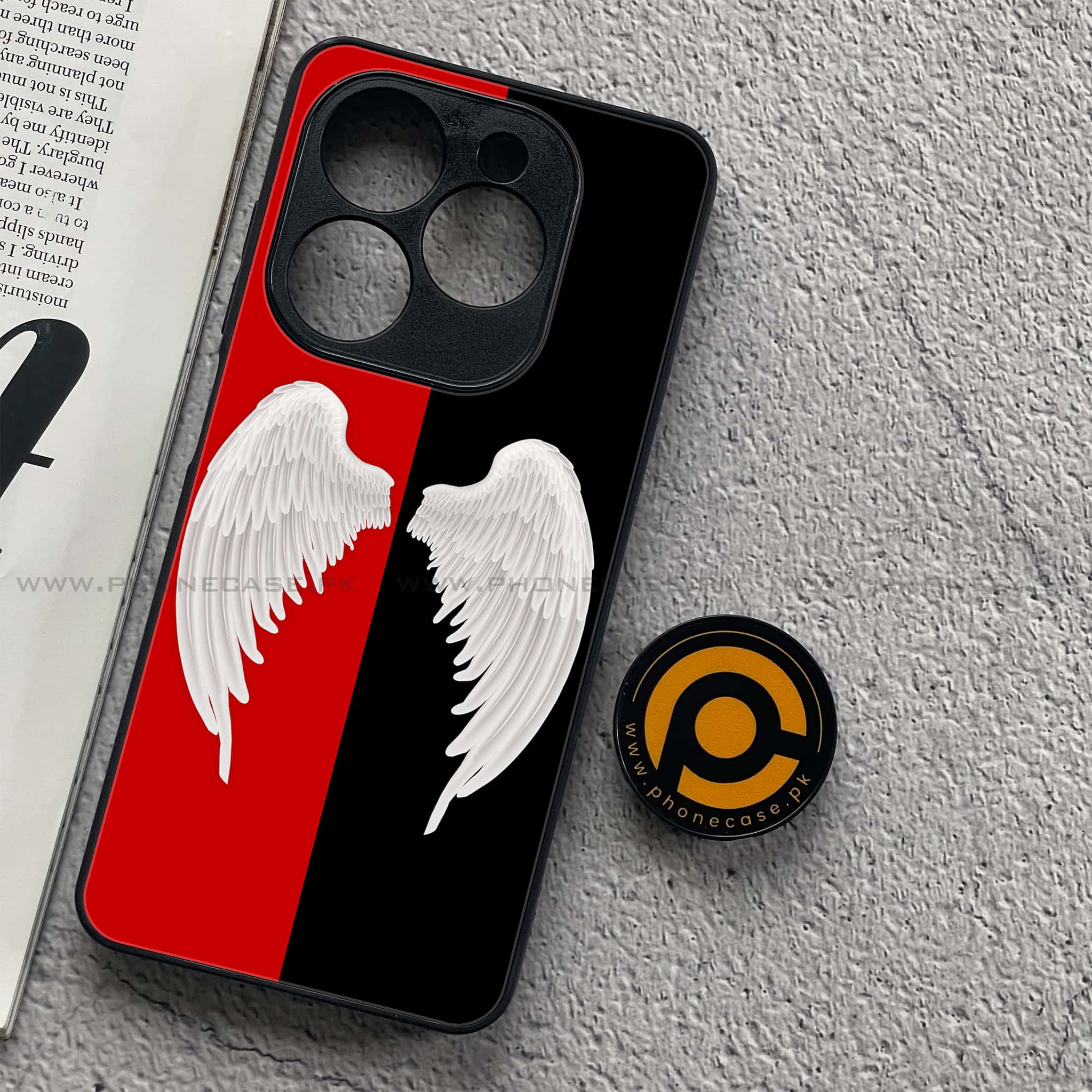 Tecno Spark 20C - Angel Wings 2.0 Series - Premium Printed Glass soft Bumper shock Proof Case