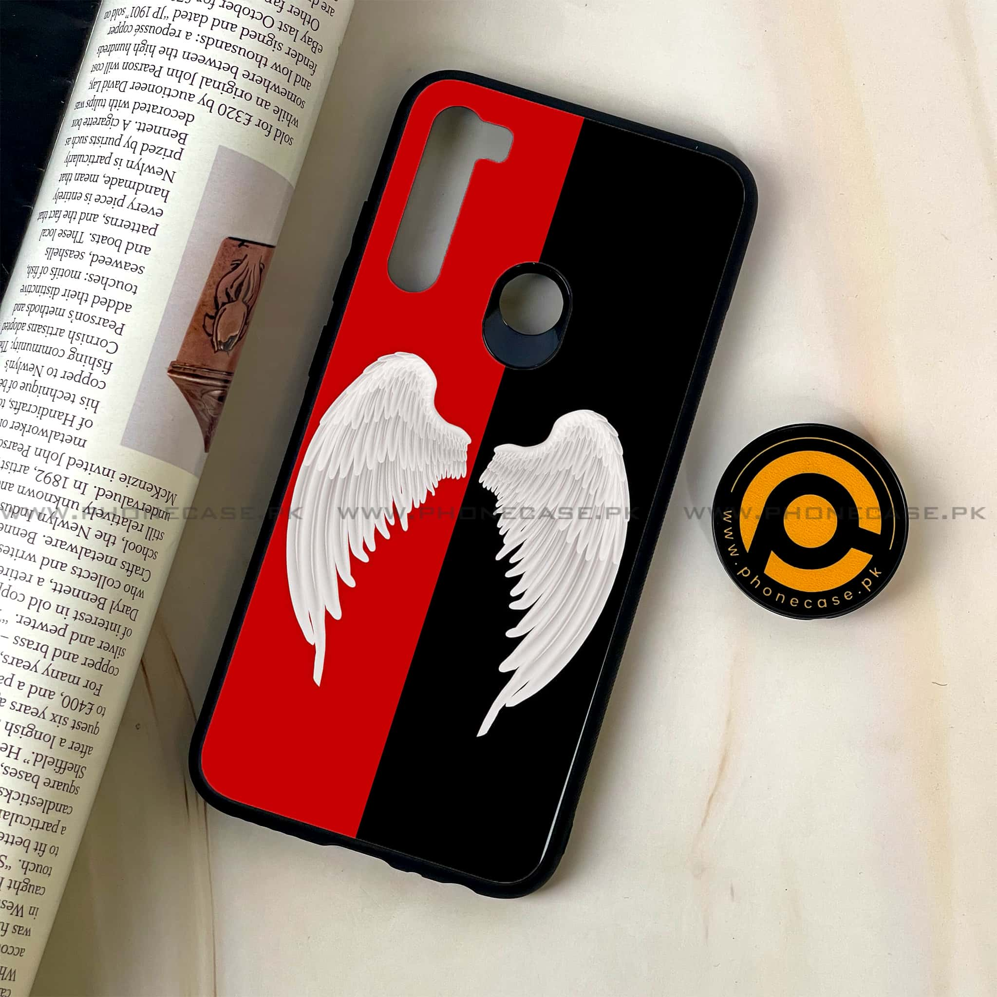 Redmi Note 8 - Angel Wings 2.0  Series - Premium Printed Glass soft Bumper shock Proof Case