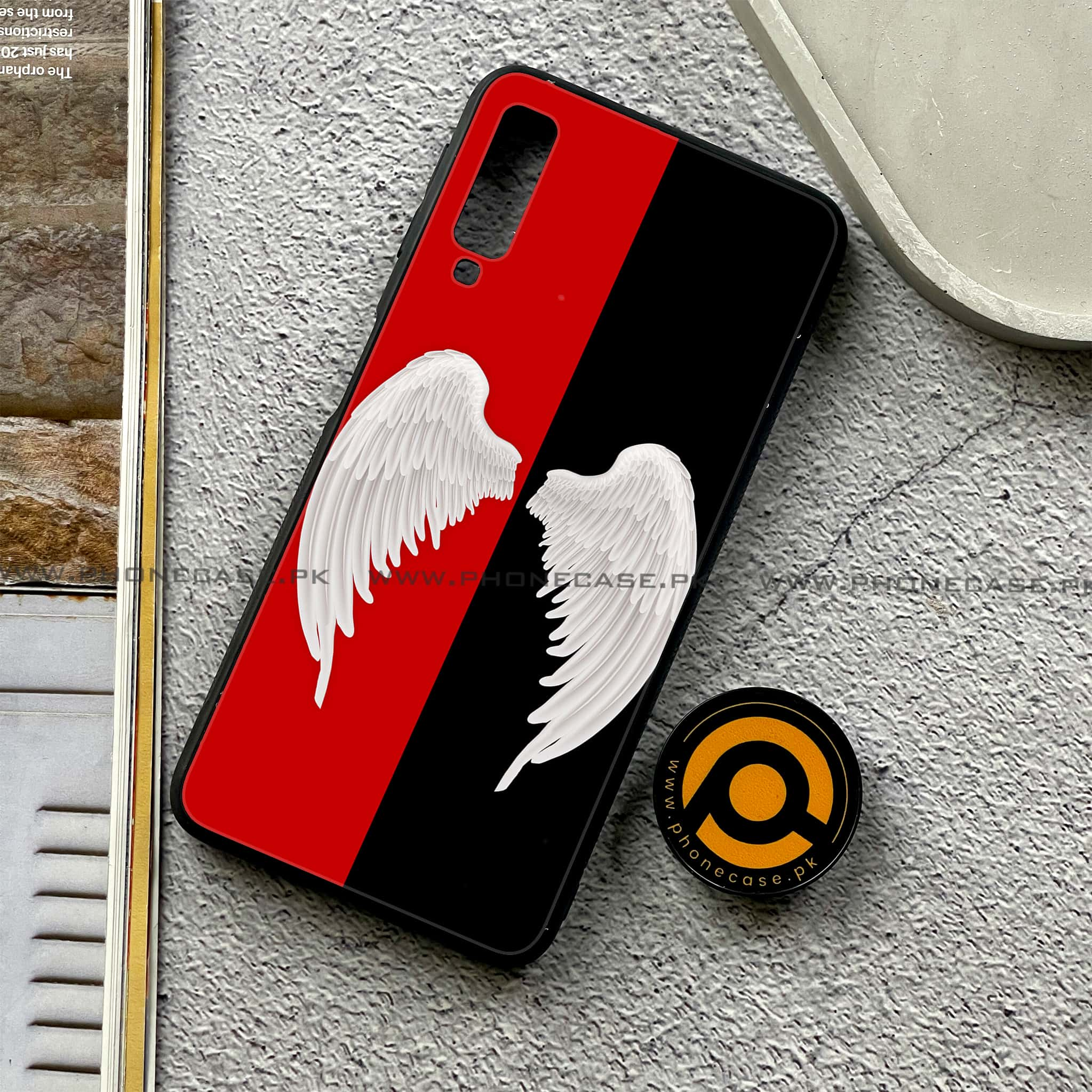 Galaxy A7 2018 - Angel Wings 2.0 Series - Premium Printed Metal soft Bumper shock Proof Case