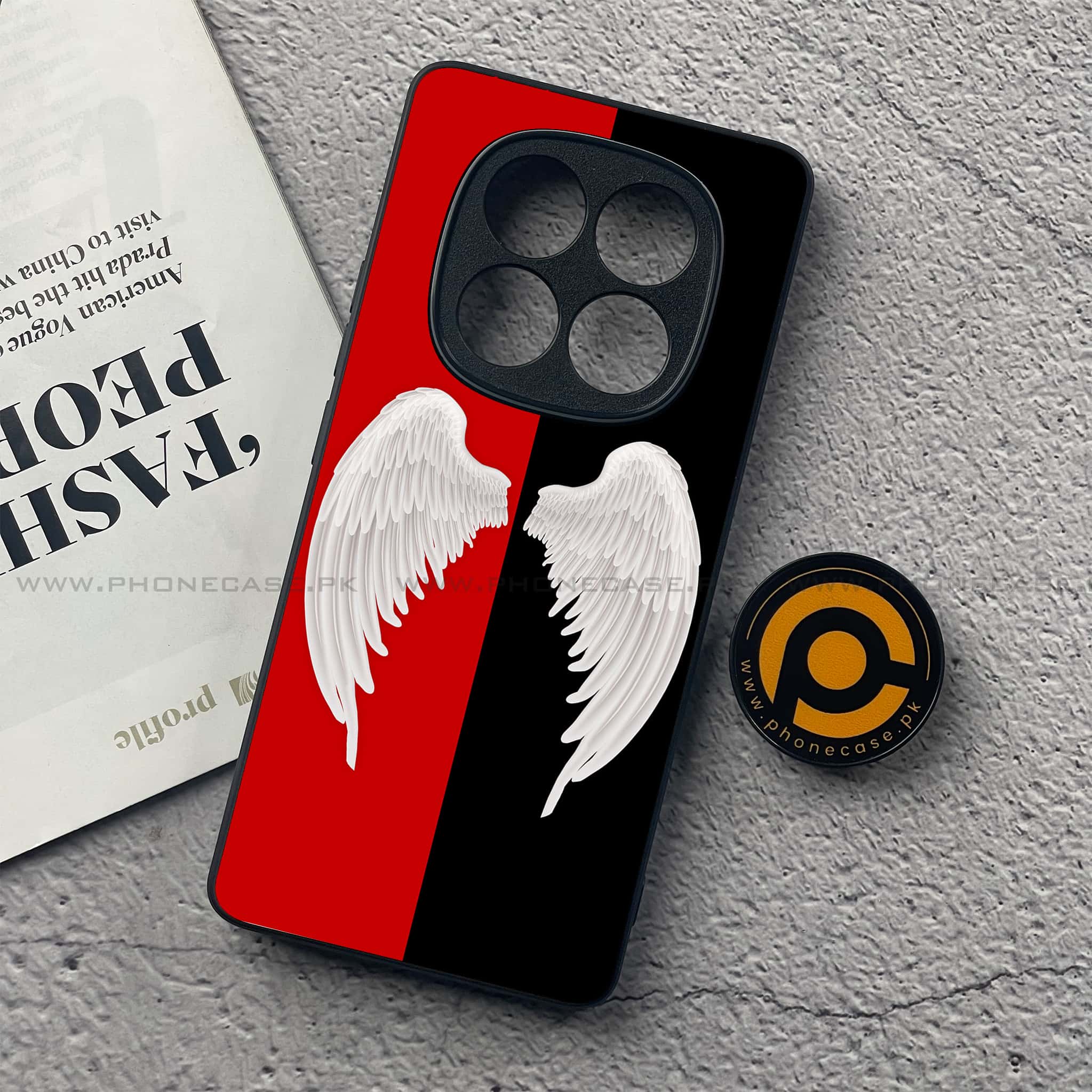 Redmi Note 14 Pro Plus 5G - Angel Wings 2.0 Series - Premium Printed Glass soft Bumper shock Proof Case