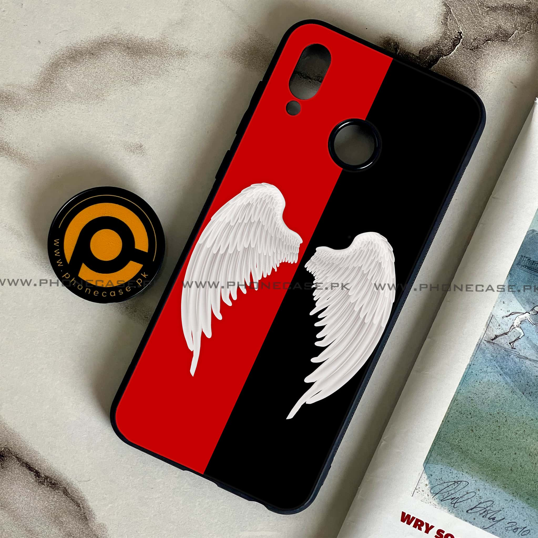 Huawei Honor Play - Angel Wings 2.0 Series - Premium Printed Glass soft Bumper shock Proof Case