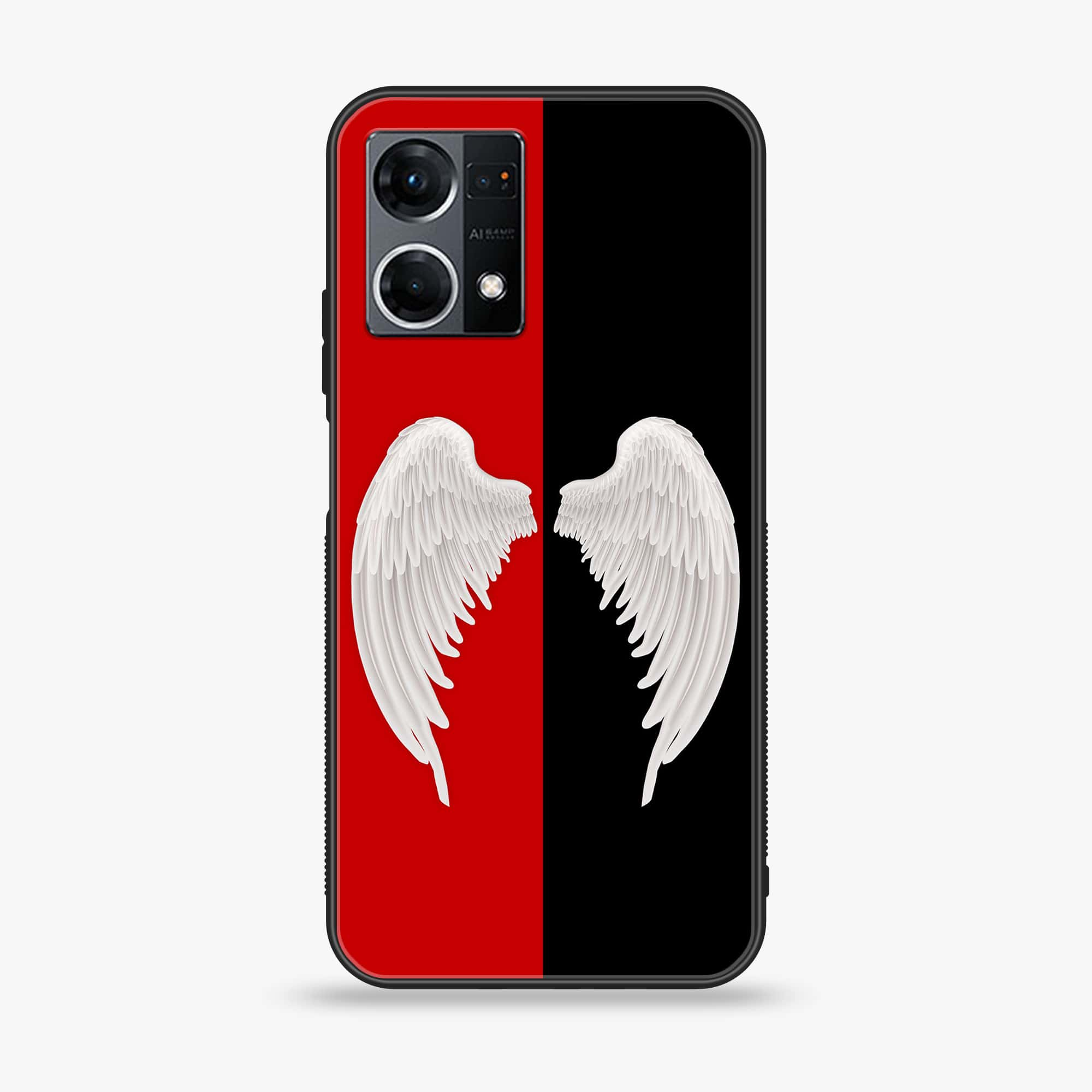 Oppo Reno 7 - Angel Wings 2.0 Series - Premium Printed Glass soft Bumper shock Proof Case