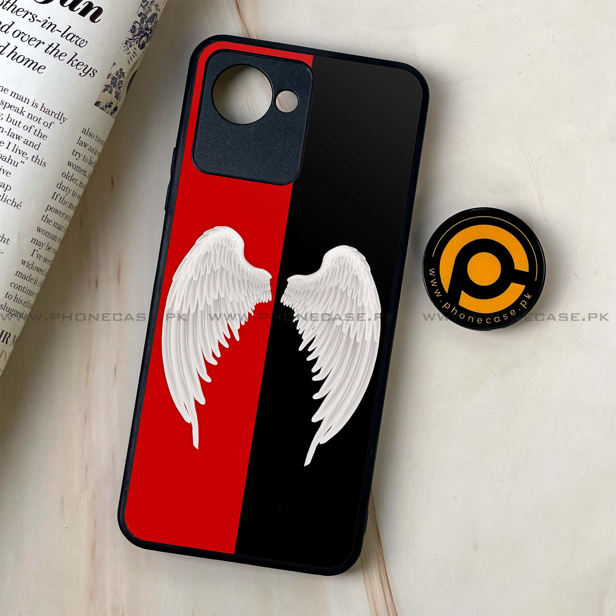 Realme C30 - Angel Wings 2.0 Series - Premium Printed Glass soft Bumper shock Proof Case